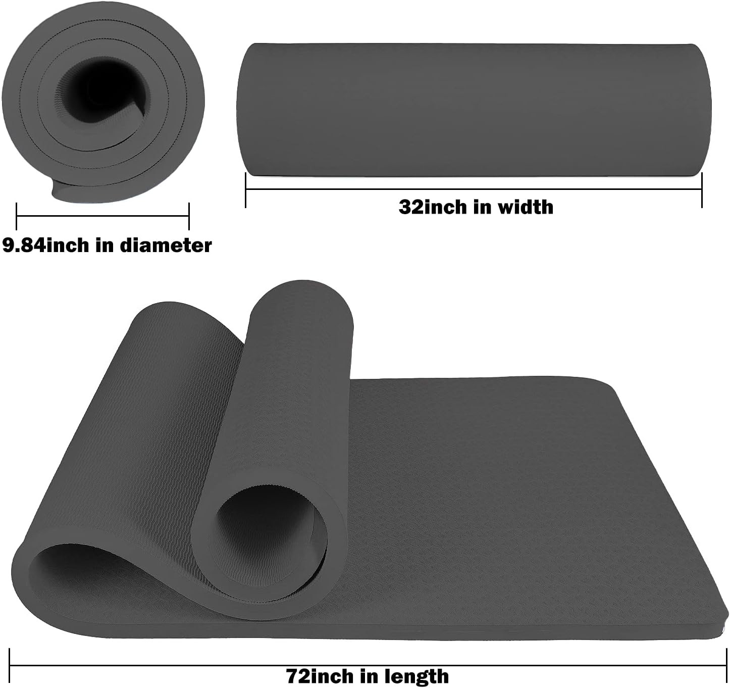 4/5 Inch TPE Yoga Mat Fitness & Exercise Mats Large Size 72″L X 32″W Non-Slip An