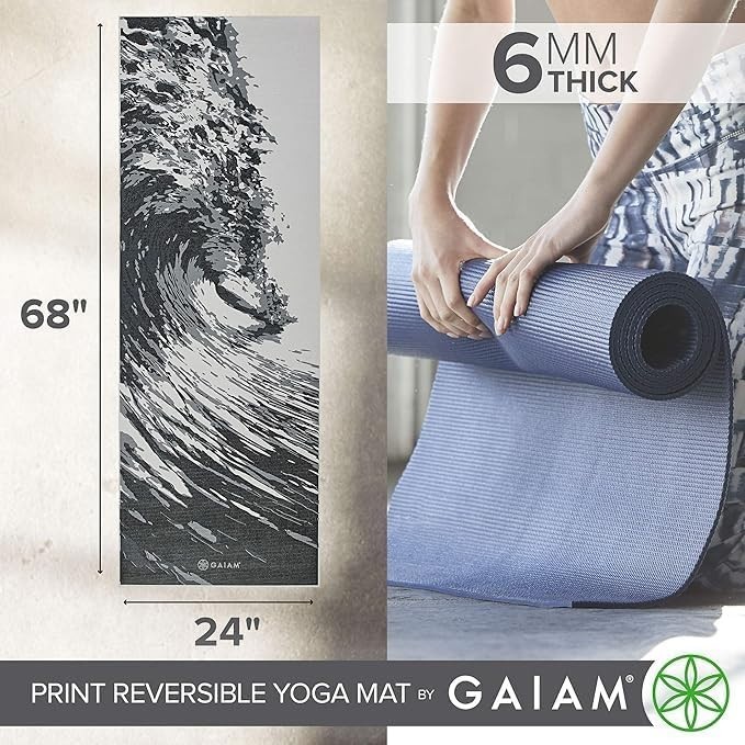 Yoga Mat – Premium 6Mm Print Reversible Extra Thick Non Slip Exercise & Fitne