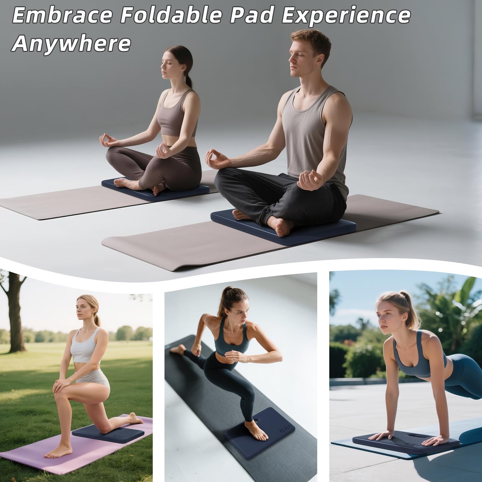 Yoga Knee Pad Foldable, TPE Soft Pad 24*17*0.5inch (Folding Size 17*12*1inch)…