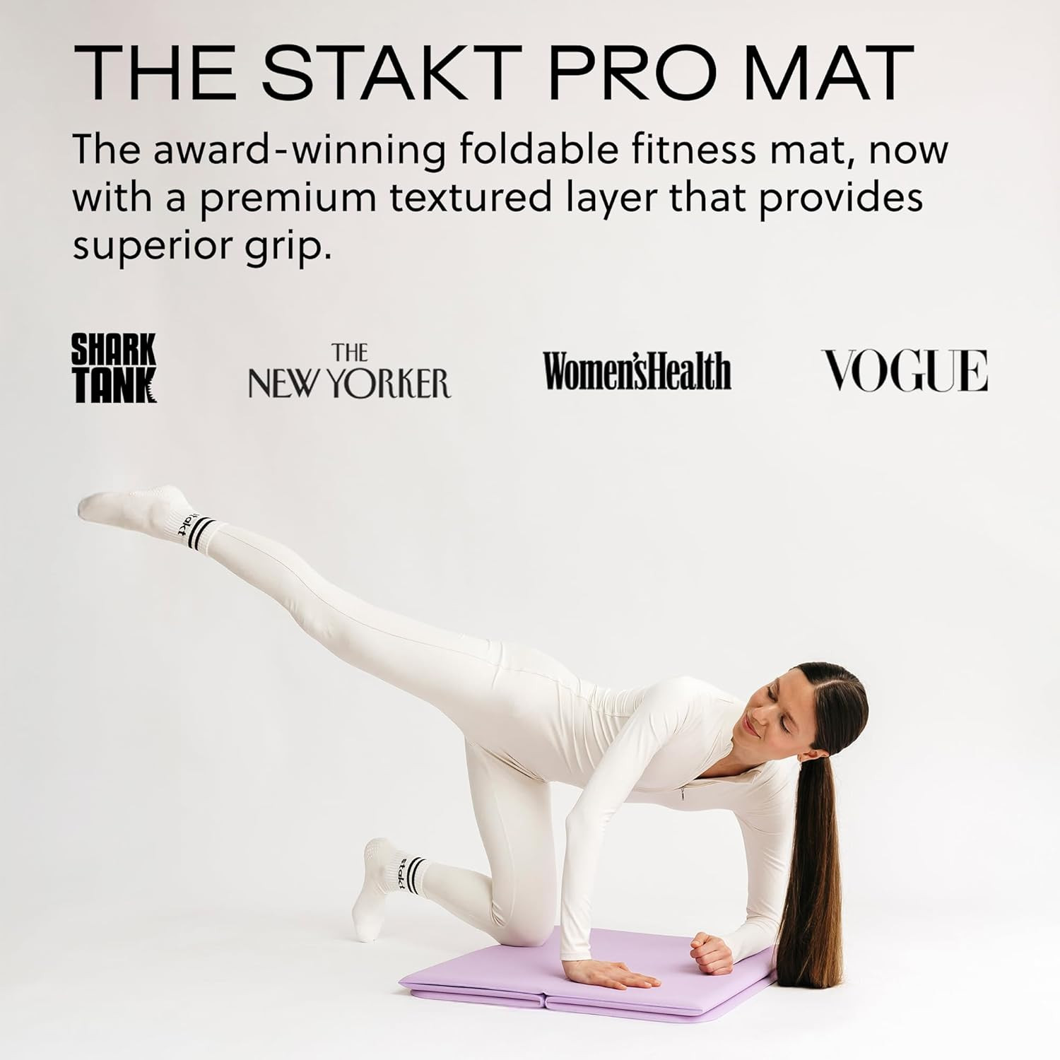 Foldable Yoga Mat Pro, 2 in 1 with Premium Textured Grip, Non Slip, Folding Exer