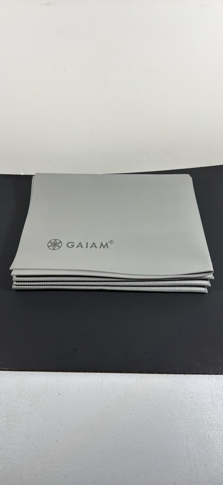 Gaiam Foldable Yoga Mat Super Compact Ultra Lightweight Gray 68×24