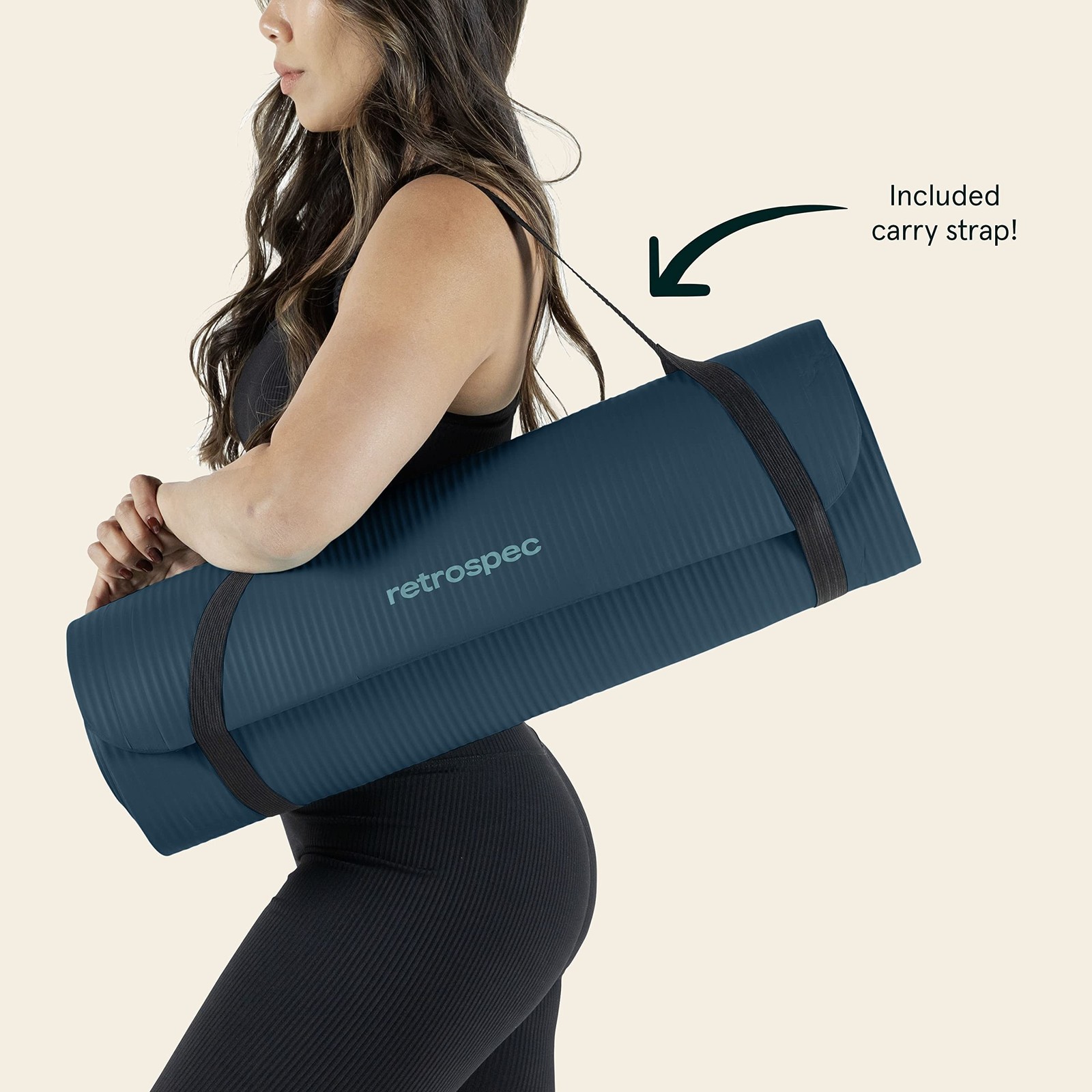 Retrospec Solana Yoga Mat Thick 1/2in Non-Slip Workout Mat with Nylon Strap -…