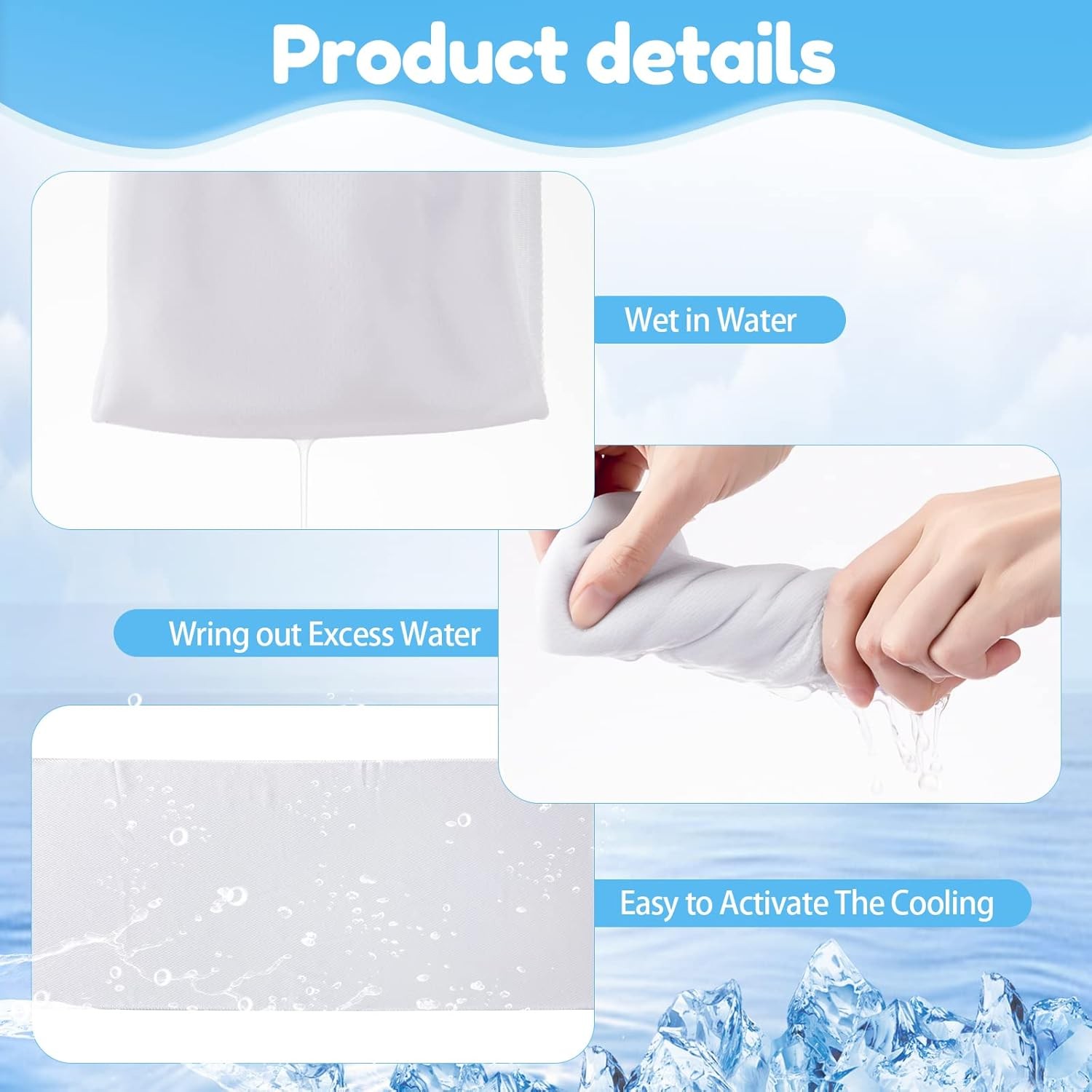 Sublimation Cooling Towels 40″ x 12″ Breathable Soft Ice Towel Small, White