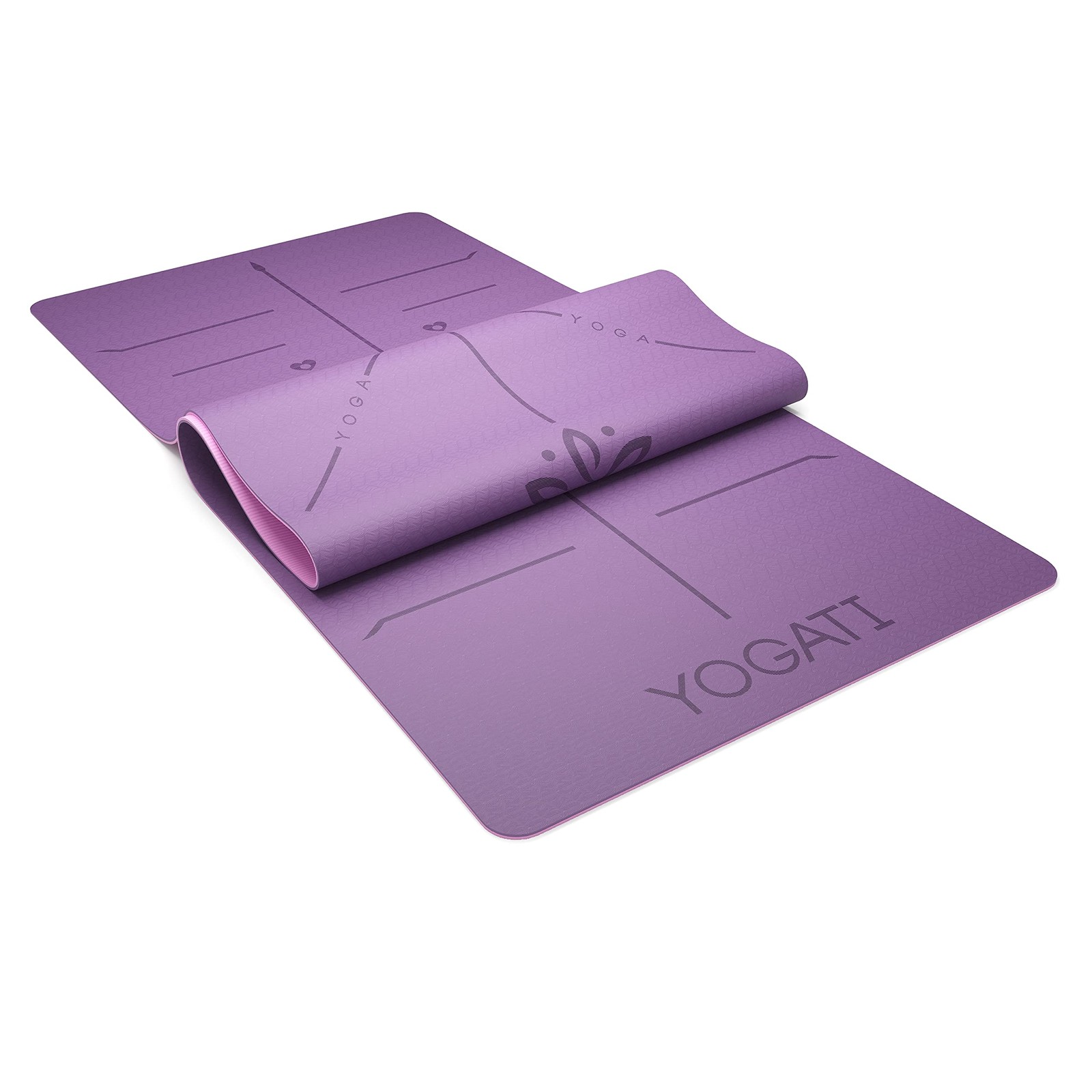 YOGATI Yoga Mat with Alignment Lines. Exercise mat with carry strap. Pilates …