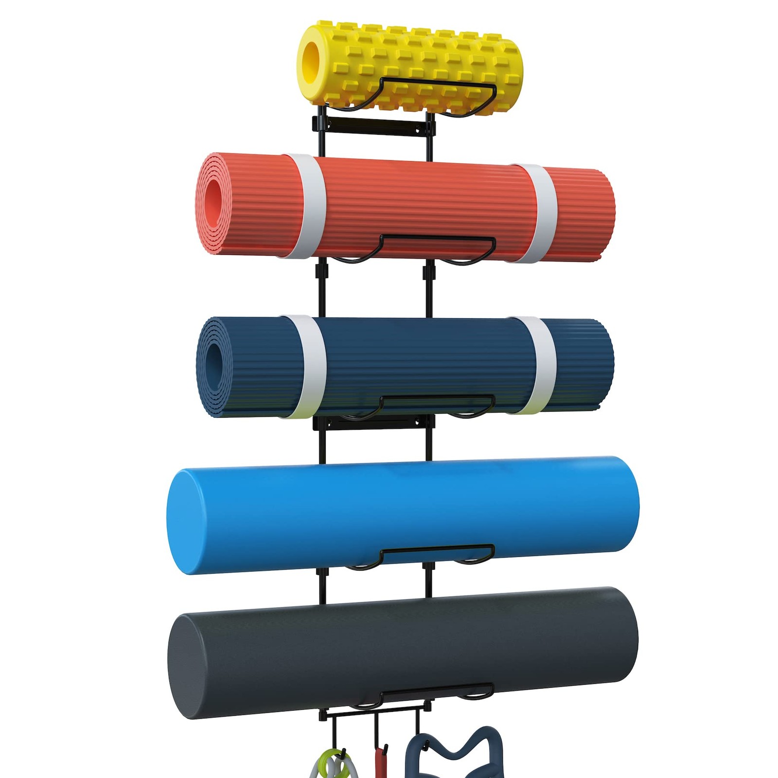 Yoga Mat Holder Wall Mount, Wall Rack Organizer, Storage Foam Roller and Bloc…