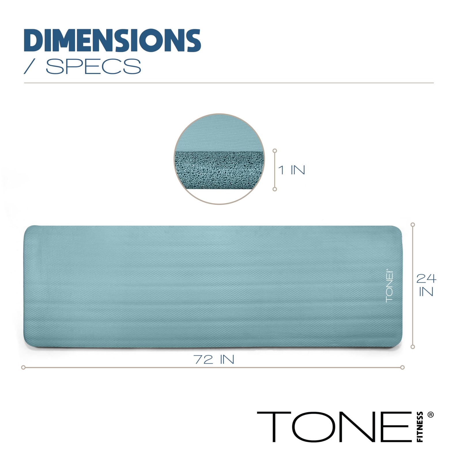 Tone Fitness Premium Extra Thick 1-Inch High Density 72″ X 24″ X 1″, Teal