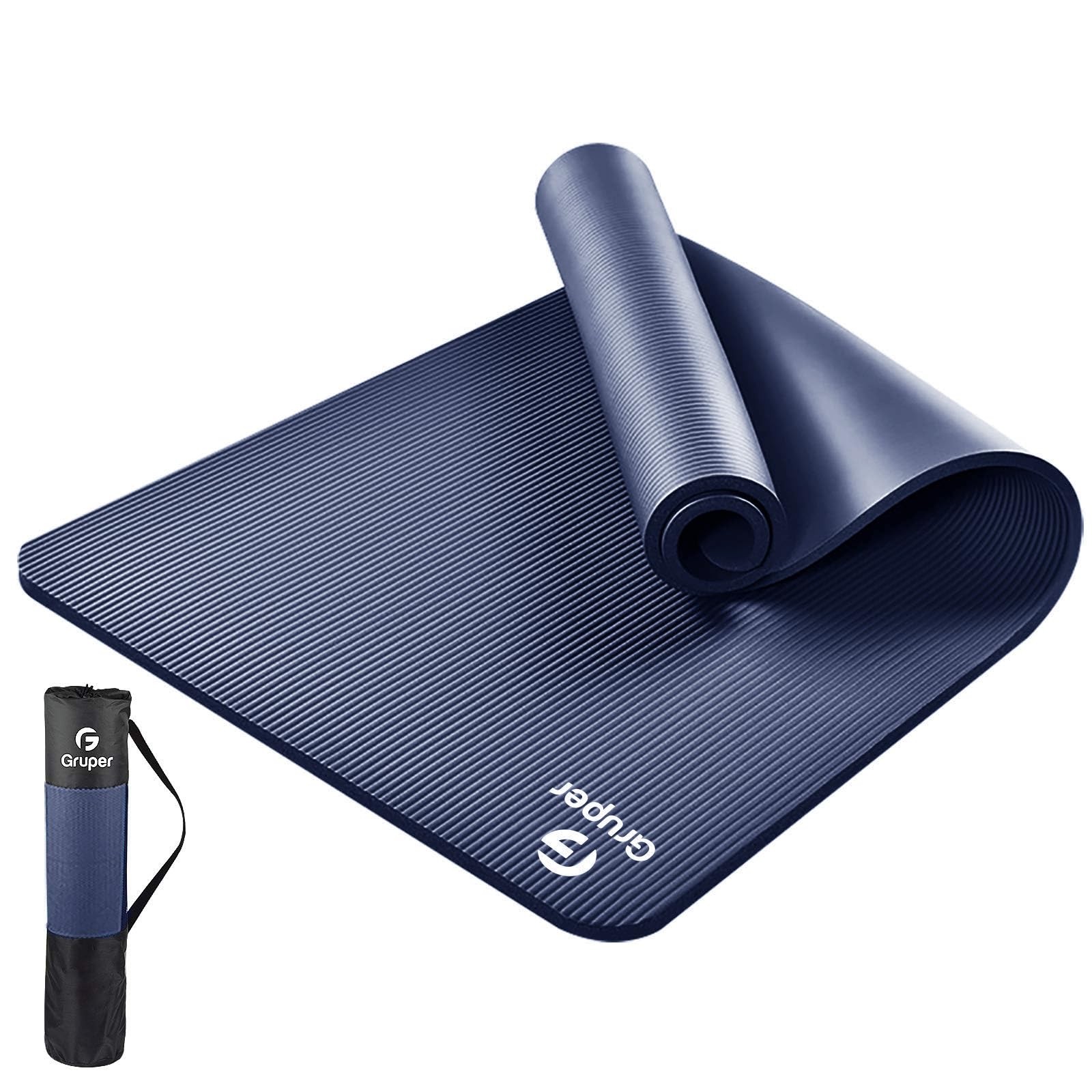 Gruper Thick Yoga Mat Non Slip, Large Size 72 x 24 x 0.4 inches, Navy Blue