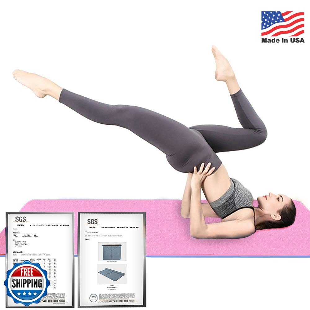 Hatha Yoga Extra Thick TPE Yoga Mat – 72″x 32″ Thickness 1/2 Inch -Eco Friendly