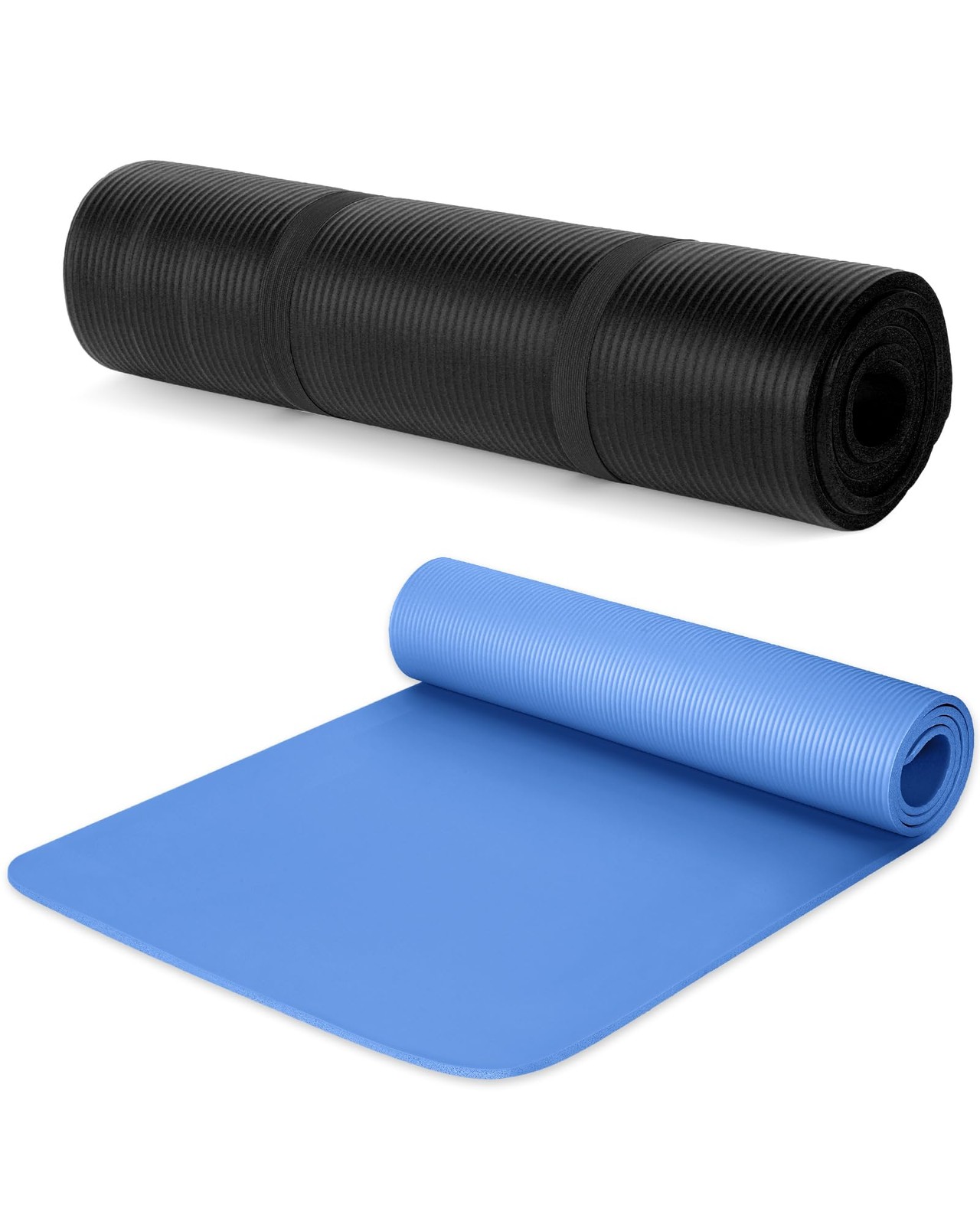 2 Pack Yoga Mats (72×24) 3/8 Inch Thick Exercise Yoga Mat for Home Workout wi…