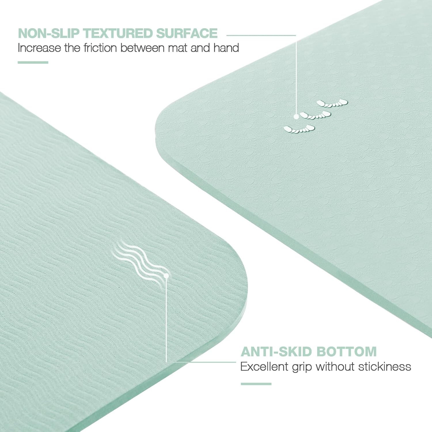 Yoga Mat Non Slip, Pilates Fitness Mats, Eco Friendly, Anti-Tear 1/4″ Thick Y…