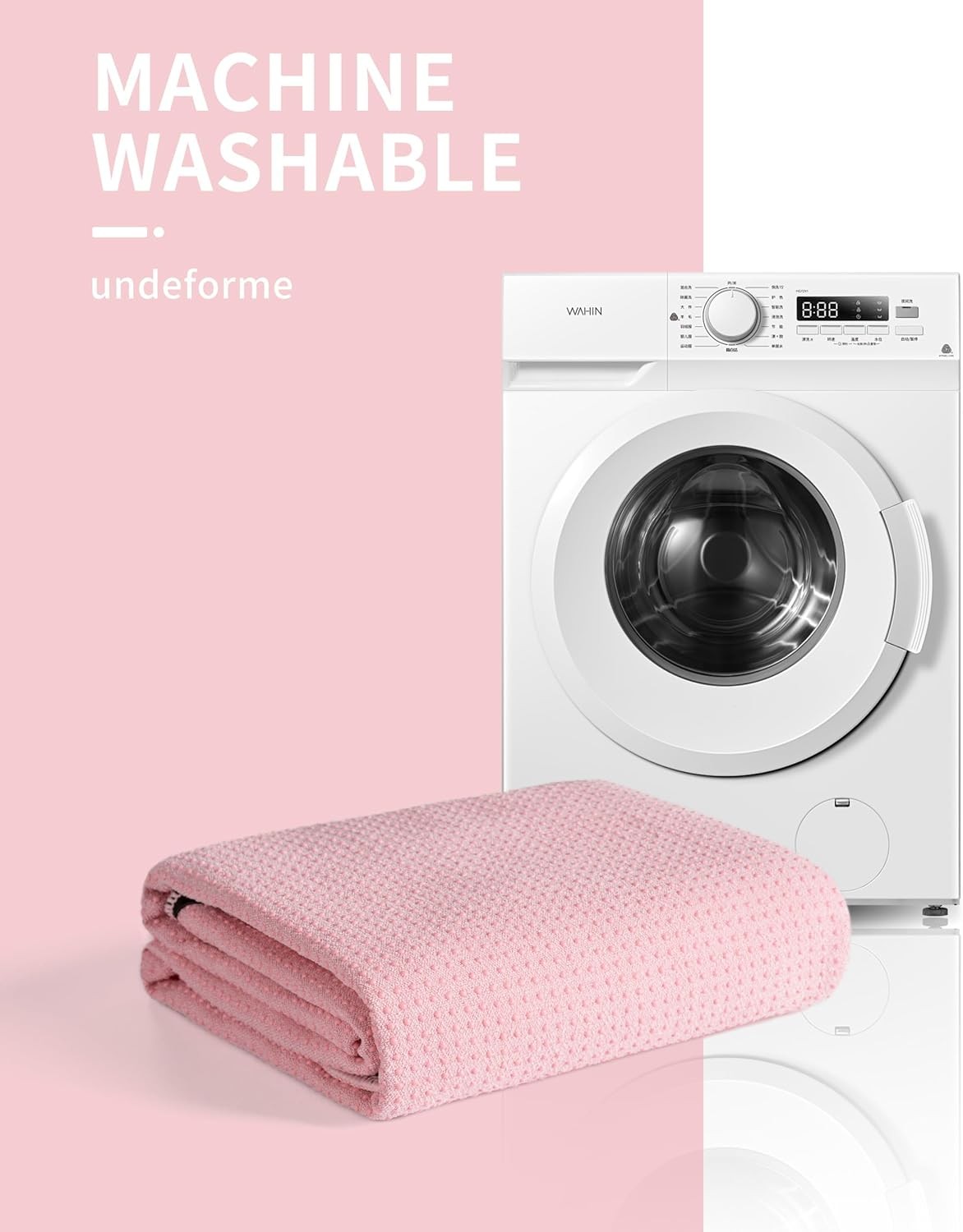New Microfiber Hot Yoga Towel Mat, 24 x 72 inches, with Non-Slip Pink