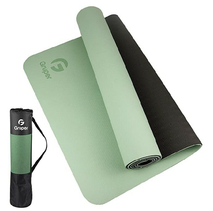Gruper Pro Yoga Mat Non Slip Eco Friendly Fitness Exercise 8mm Carrying Strap
