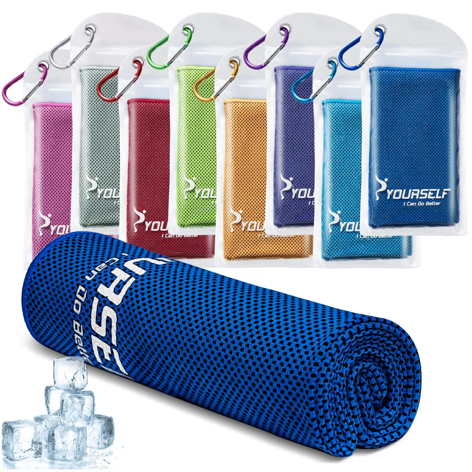 SYOURSELF Cooling Towel for Instant Relief Cool Bowling 40″ x 12″, Dark Blue