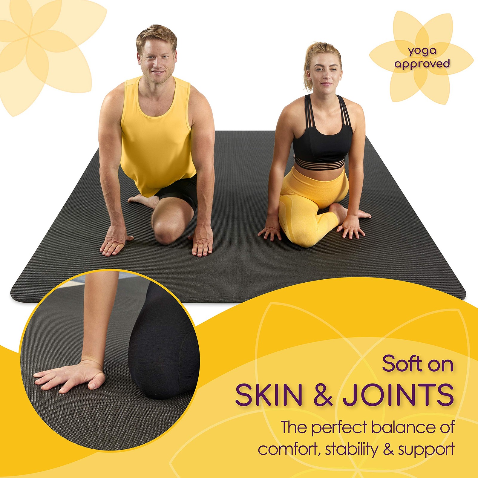 Large Yoga Mat 6’x4’x8mm Extra Thick, Durable, Non-Slip & Odorless Barefoot E…