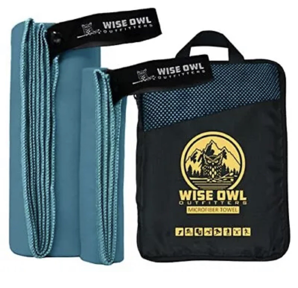 Wise Owl Outfitters Camping Towels – Quick Dry Travel Large 24”x48” Blue