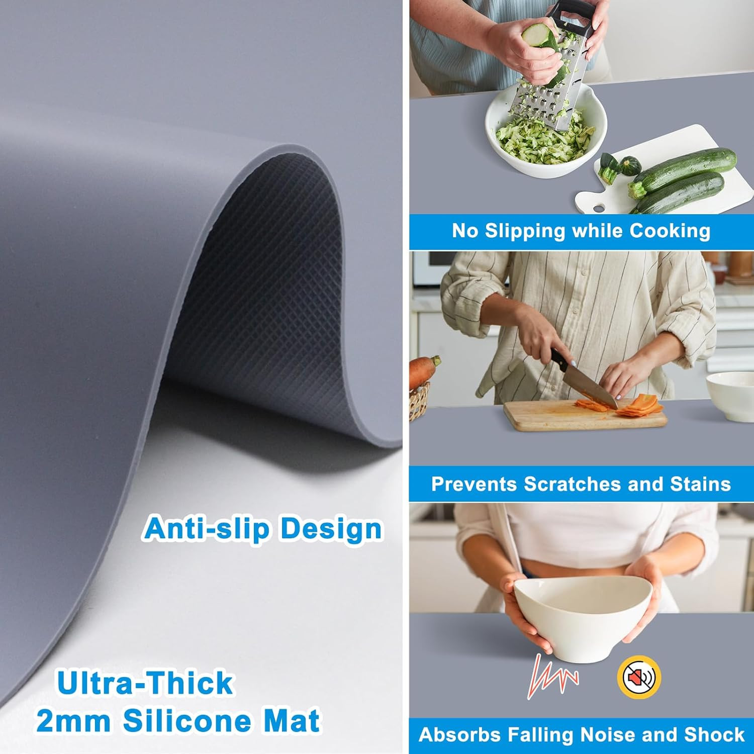 Extra Large Silicone Mat 78.74”X19.69”X0.08”, Multipurpose Silicone Mat Thick He