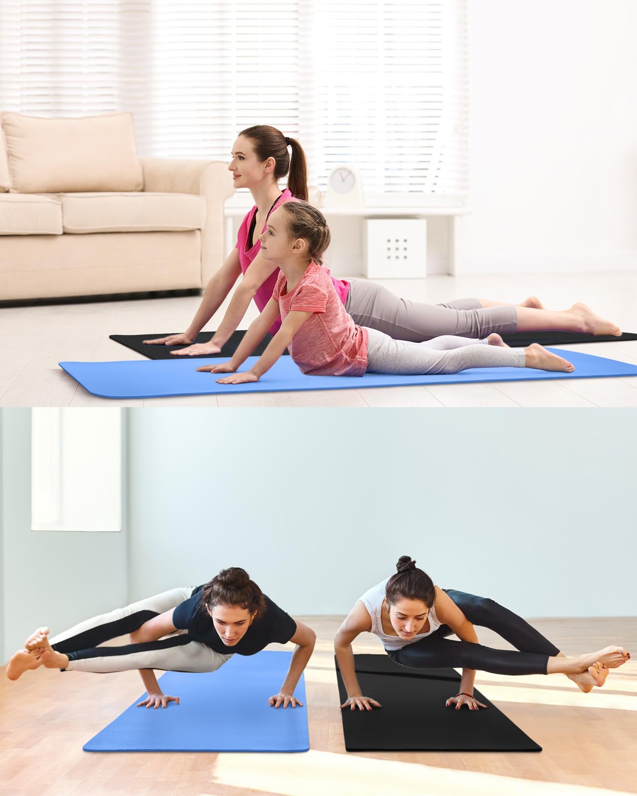 2 Pack Yoga Mats (72×24) 3/8 Inch Thick Exercise Yoga Mat for Home Workout wi…
