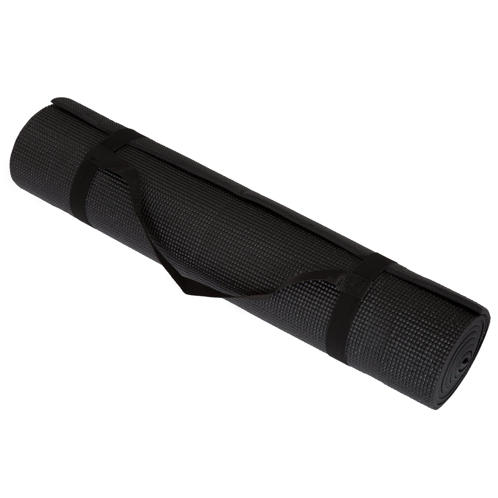Wakeman Black Yoga Mat Non Slip Exercise Mat 71×24 Fitness Carry Strap