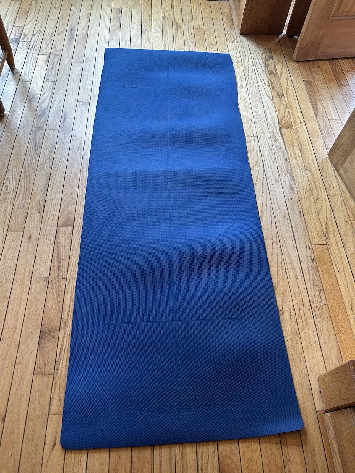 Heathyoga Eco Friendly Non-Slip Yoga Mat – Body Alignment System – Blue TPE 6mm