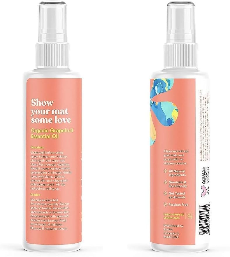 Yoga Mat Cleaner Spray Calming Citrus, 4 fl oz – No Slippery Residue, Organic…