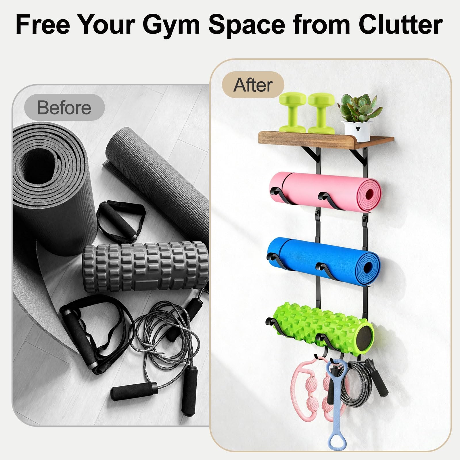 Yoga Mat Holder Wall Mount, Gym Home Yoga Room Accessories Wall Rack Storage,…