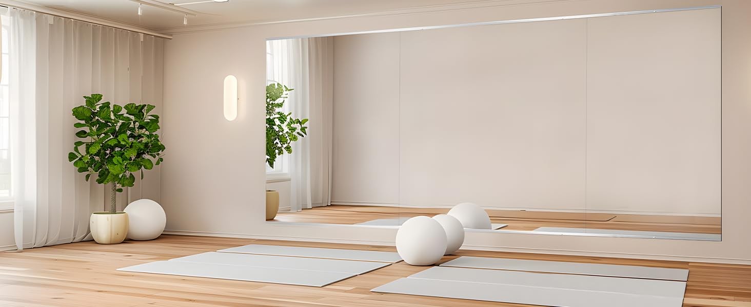 Home Gym Mirror, 48X24 Inch(Each)-2Pack Large Frameless Tempered Glass Full Body