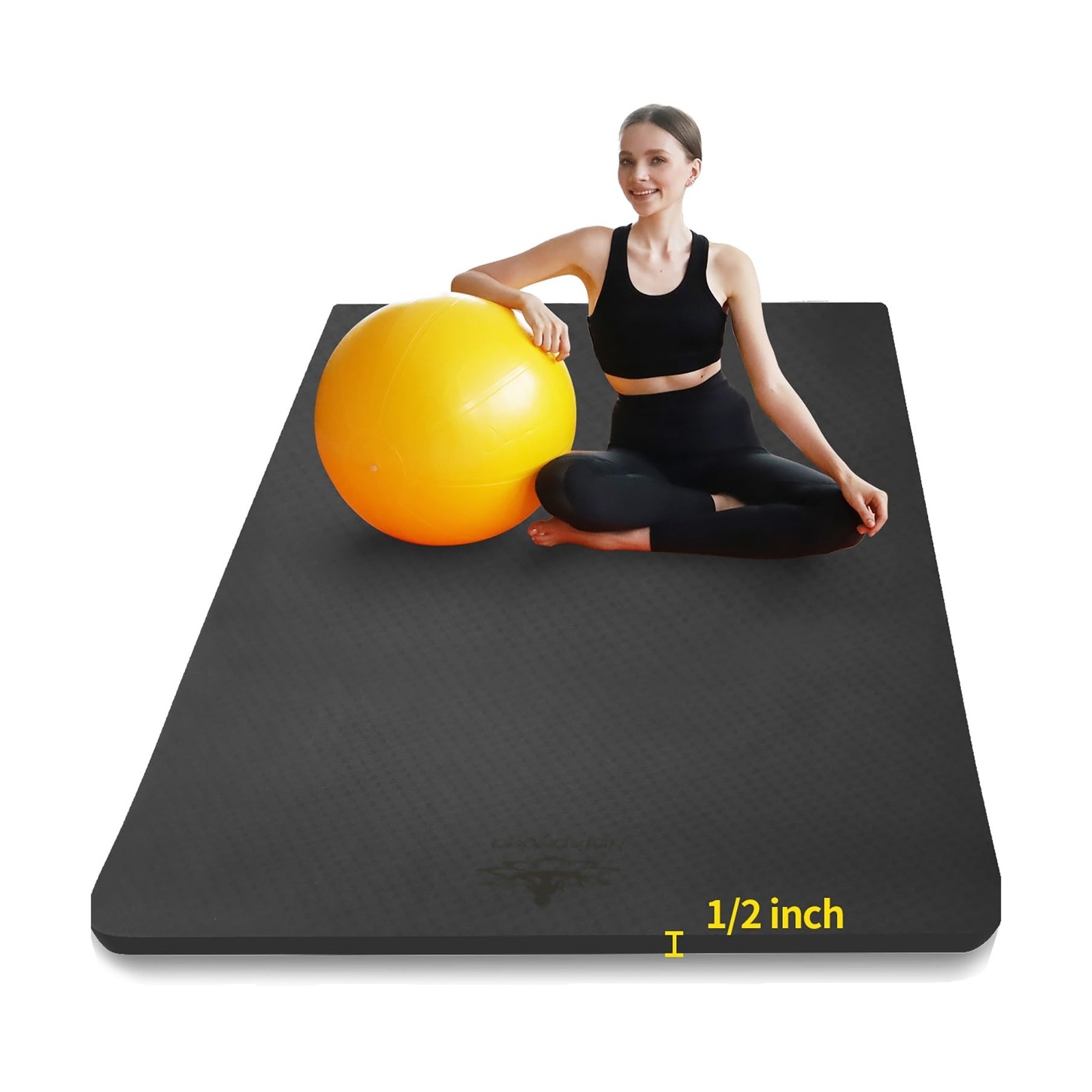 Hatha Yoga Large TPE Yoga Mat 6’x4’x1/2″ Extra Thick Non-Slip Exercise Mat – …