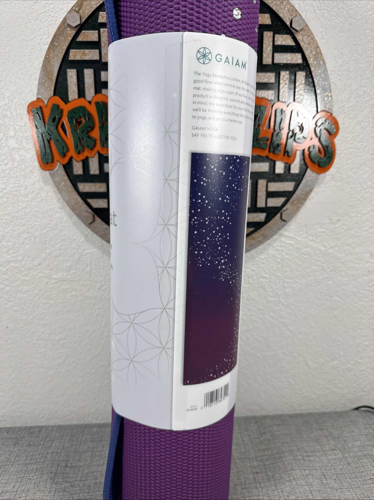 Gaiam 6mm Printed Yoga Mat, Non Slip Fitness Mat 68.00 x 24.00 x 0.24 Inches