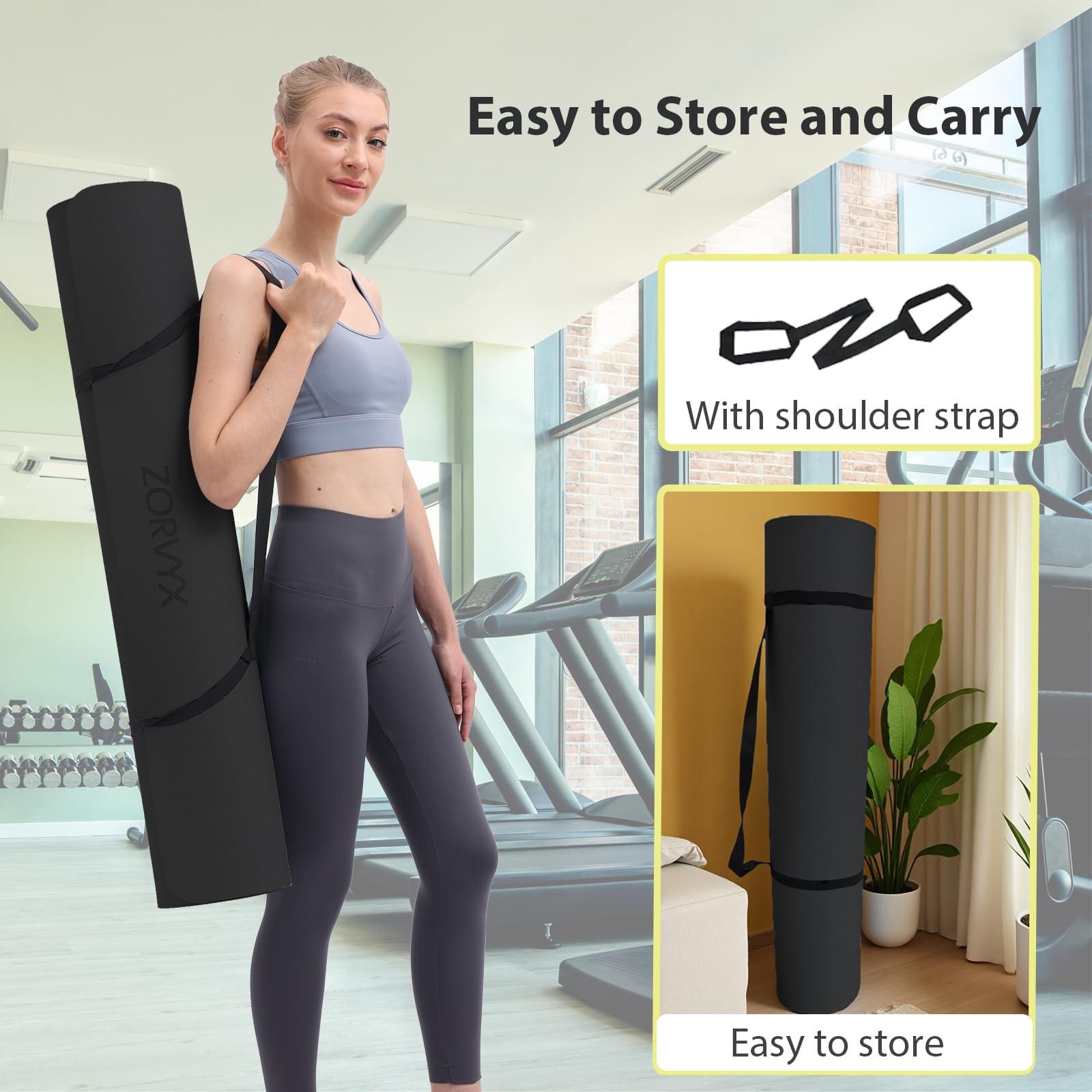 Yoga Mat Thick XXL 200×100cm TPE 10mm Thick Sports Mat Non Slip Comfortable for …