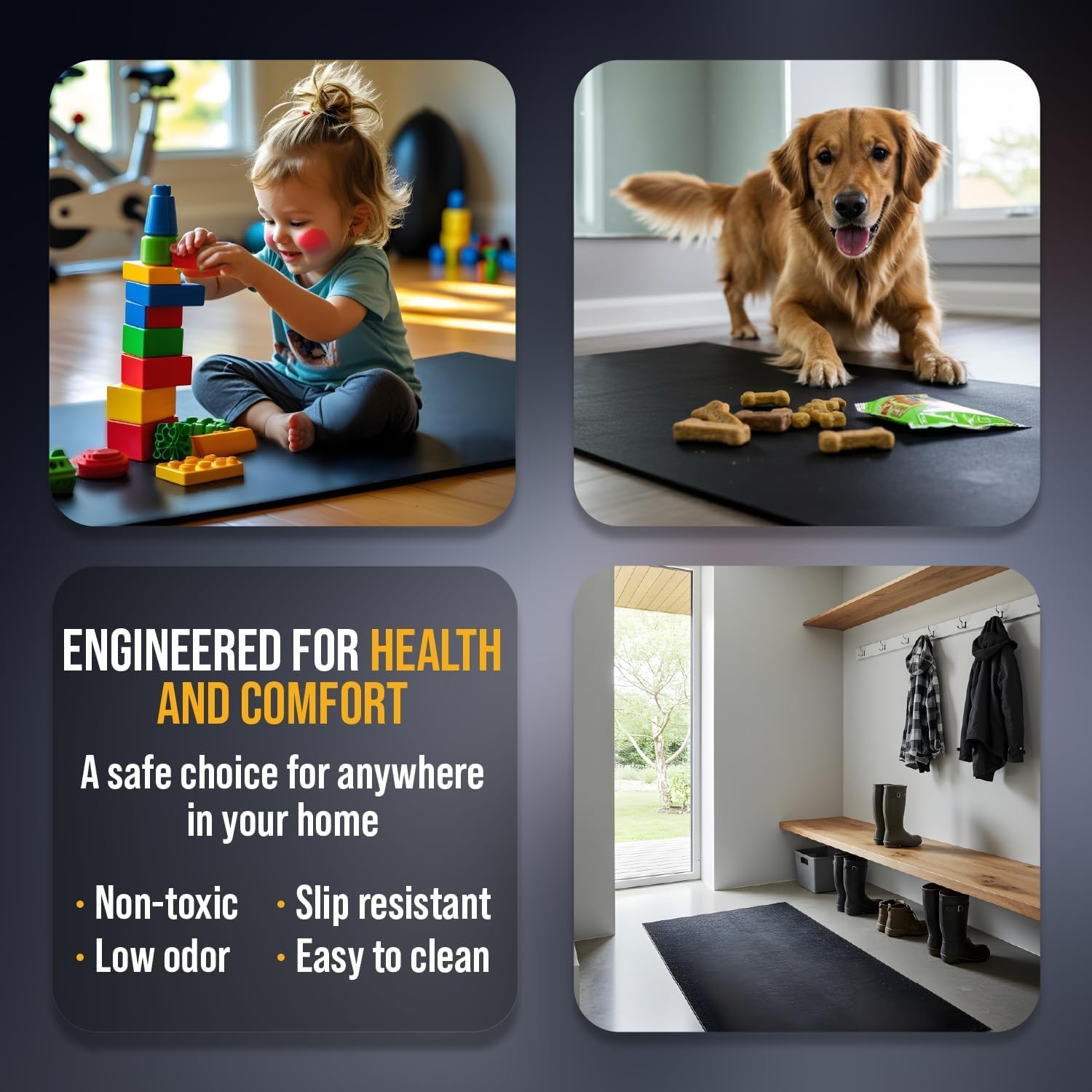 Rubber King Multi-Purpose Exercise Mat – 2 Feet x 6 x 3mm Thick, Black