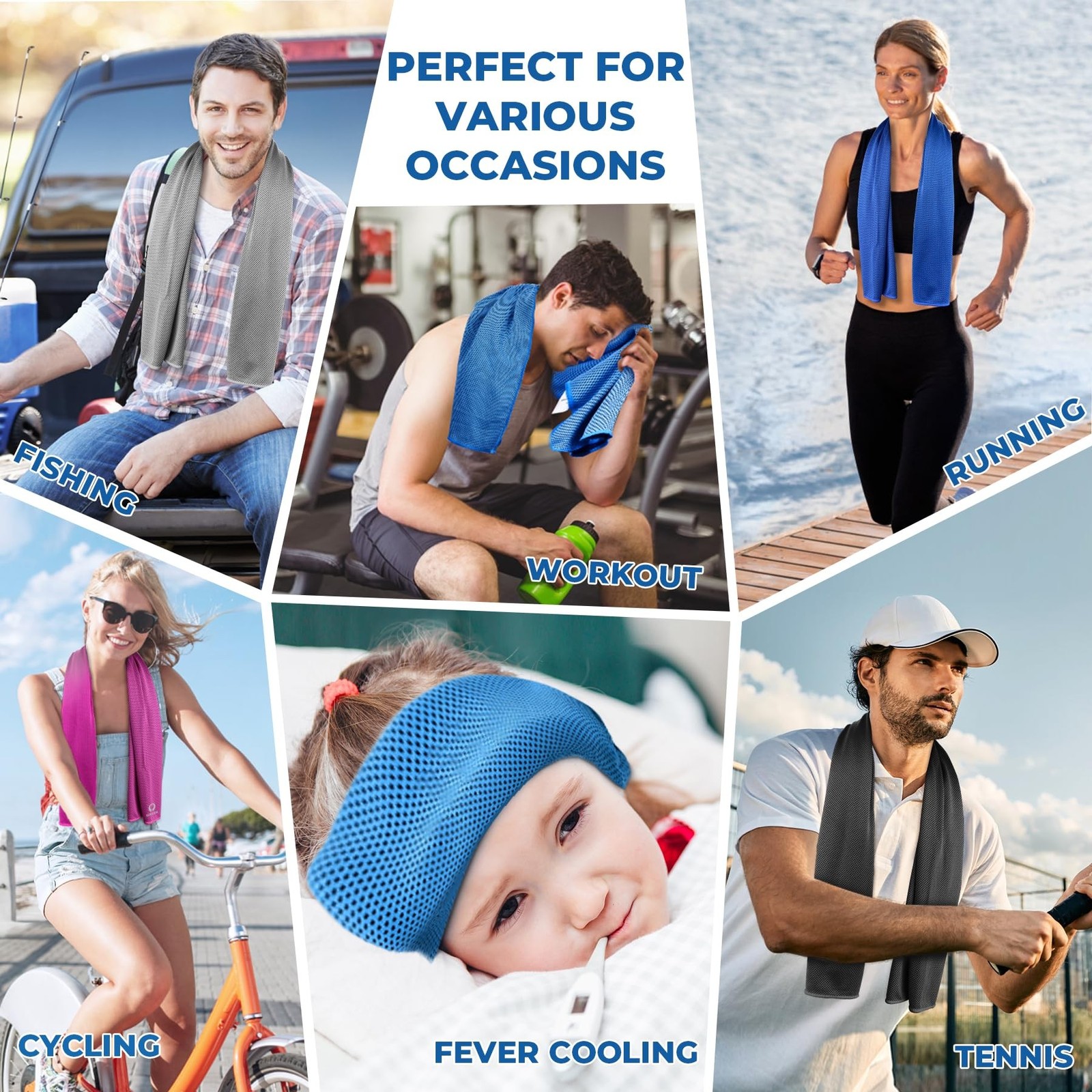 Sukeen Cooling Towels 6 Pack (40″x12″), Cooling Towels for Neck and Face, Qui…
