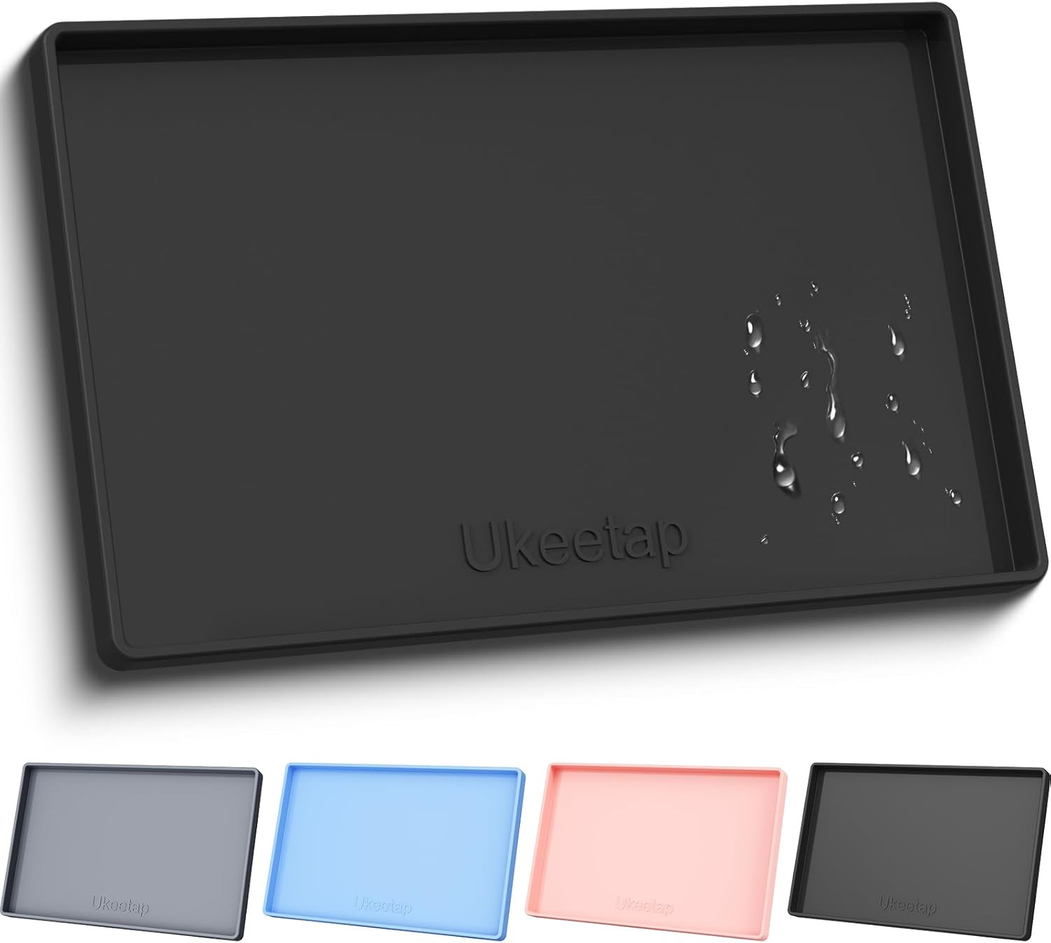 Extra Thick Silicone Mat Waterproof with Raised Edge 34″ X 22″, under Sink Mat f