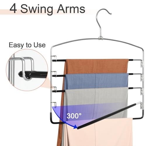 Pant Hangers Space Saving 3 Pack Yoga Pants Leggings Hangers Silver 3-Packs