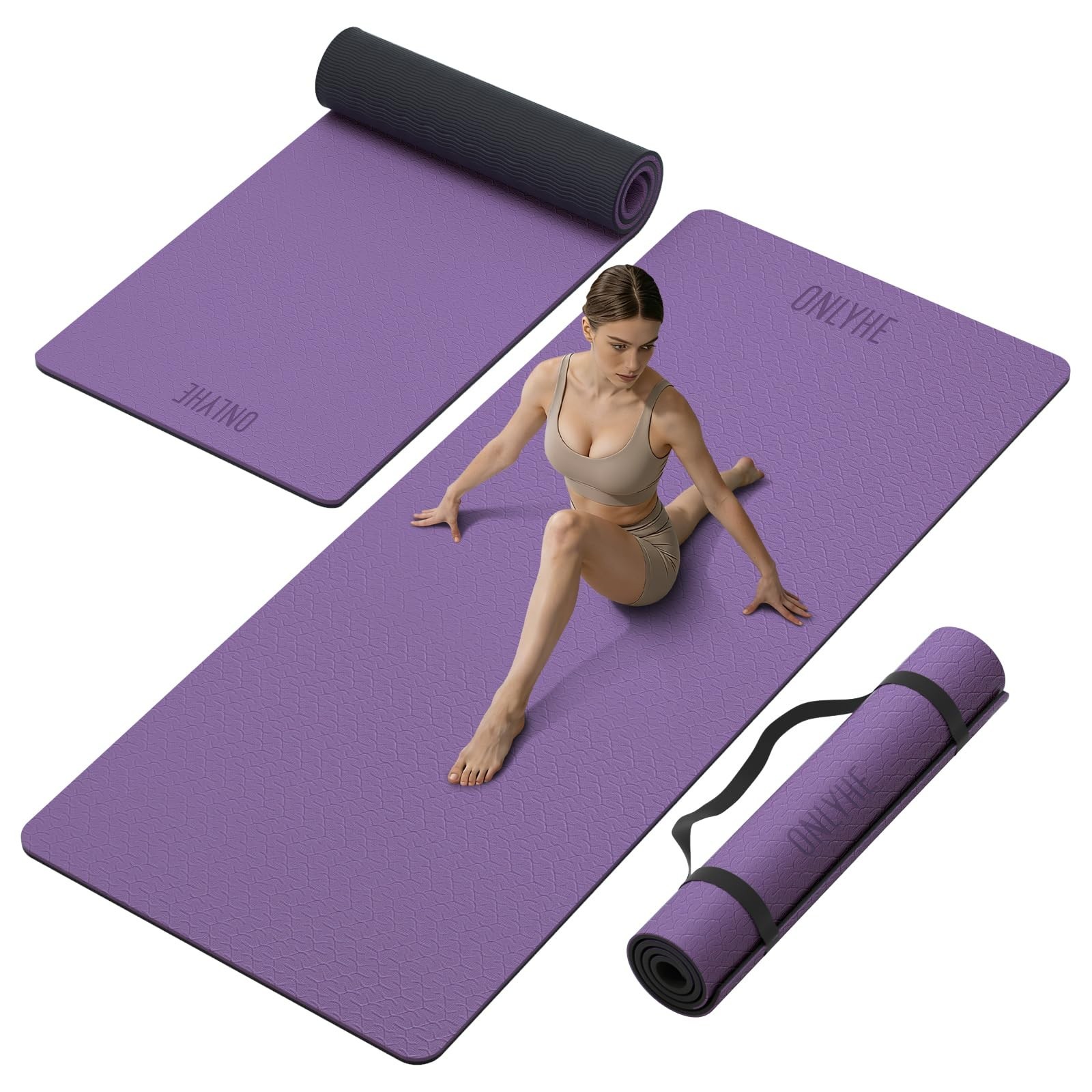 Wide Yoga Mat Thick(10mm) Exercise Mat Non Slip Anti-tear,72″x35″ Extra Large…