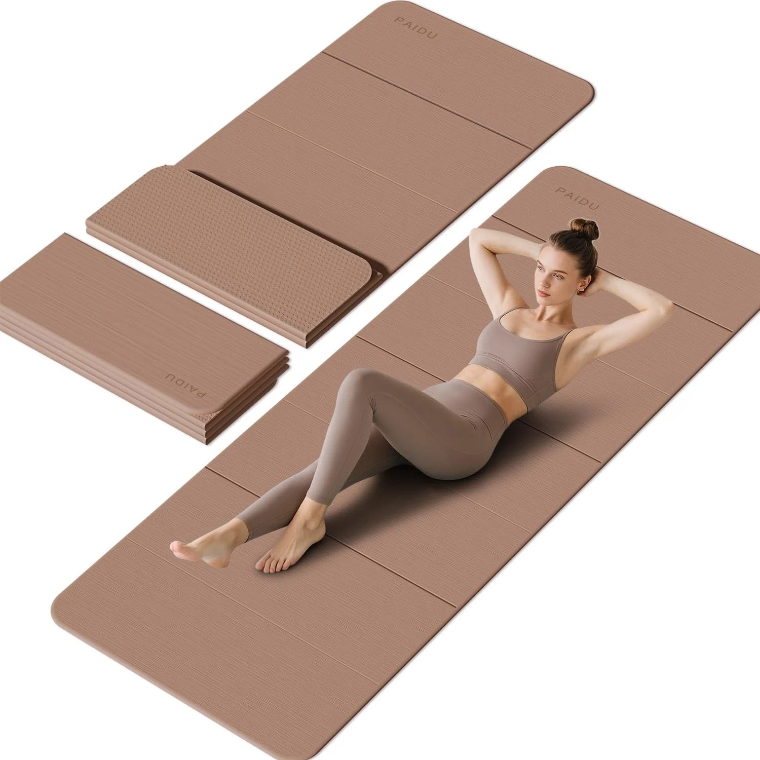 Foldable Yoga Mat – 10mm Extra Thick, 7526 Non-Slip Exercise Fitness Ma…