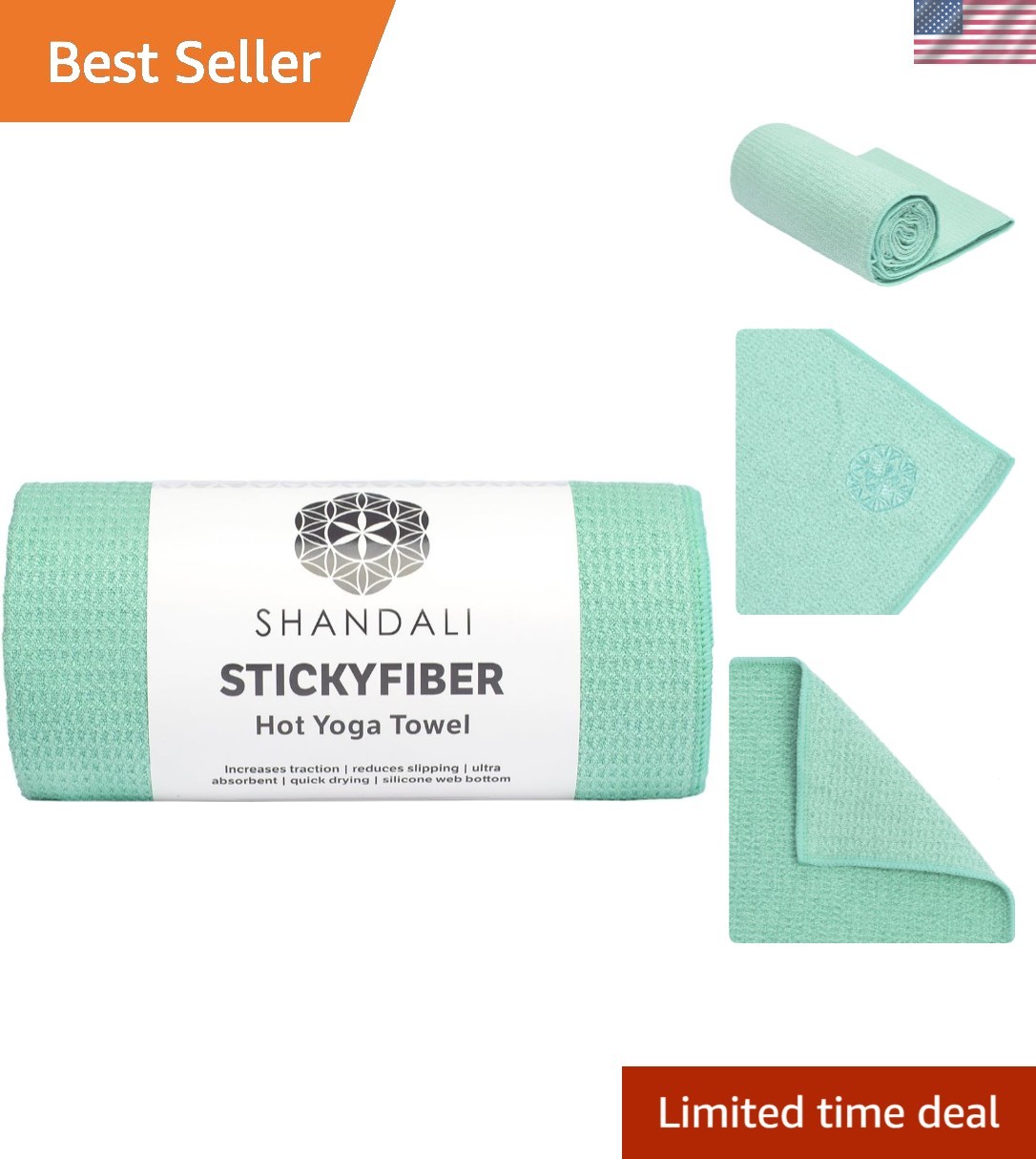 Hot Yoga Towel – Mat-Sized, Microfiber, Super Absorbent, Anti-Slip, Injury Fr…