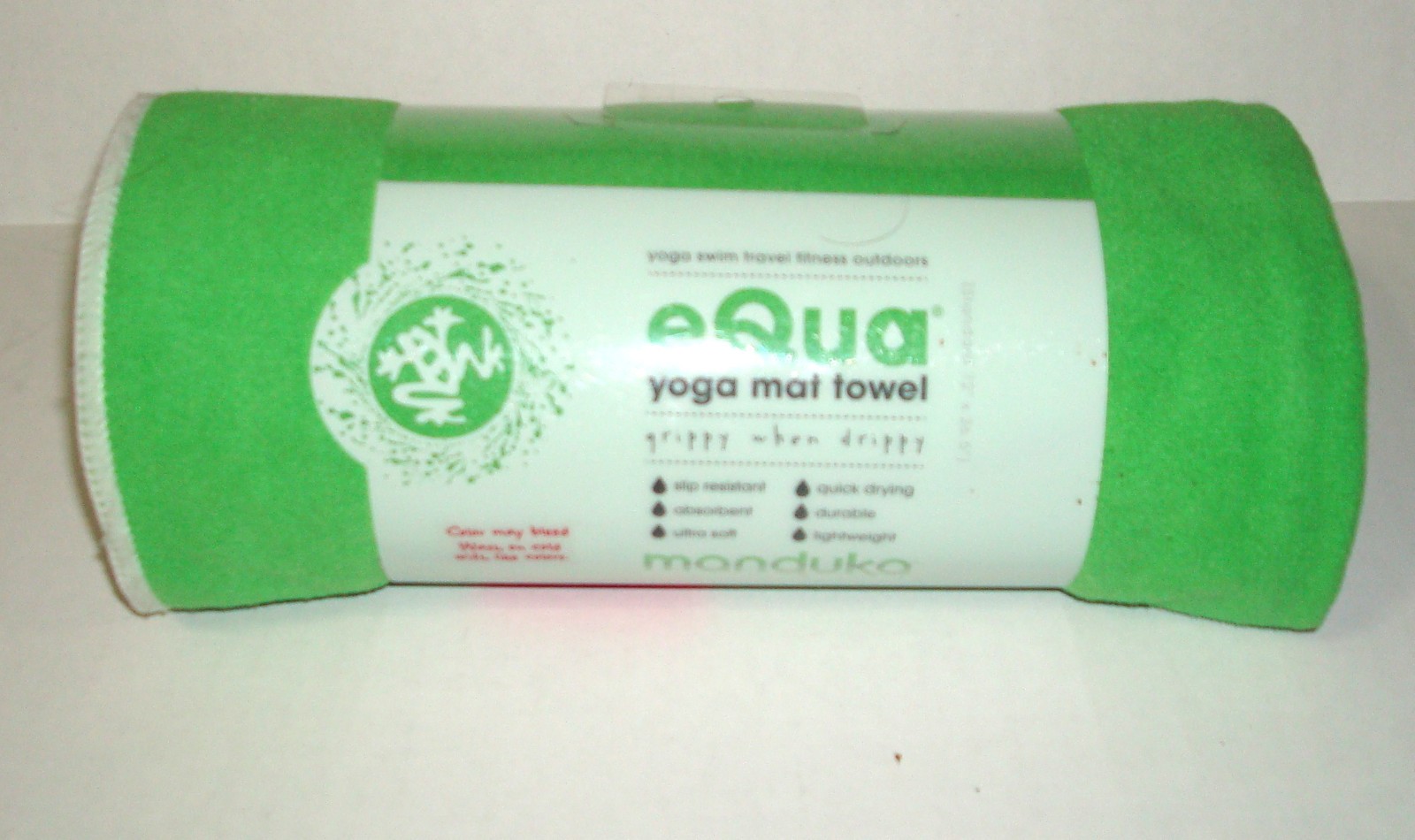 Manduka Equa Grippy Yoga Mat Towel Glide 26.5 ” x 72″ New Bright Green Hot Slip
