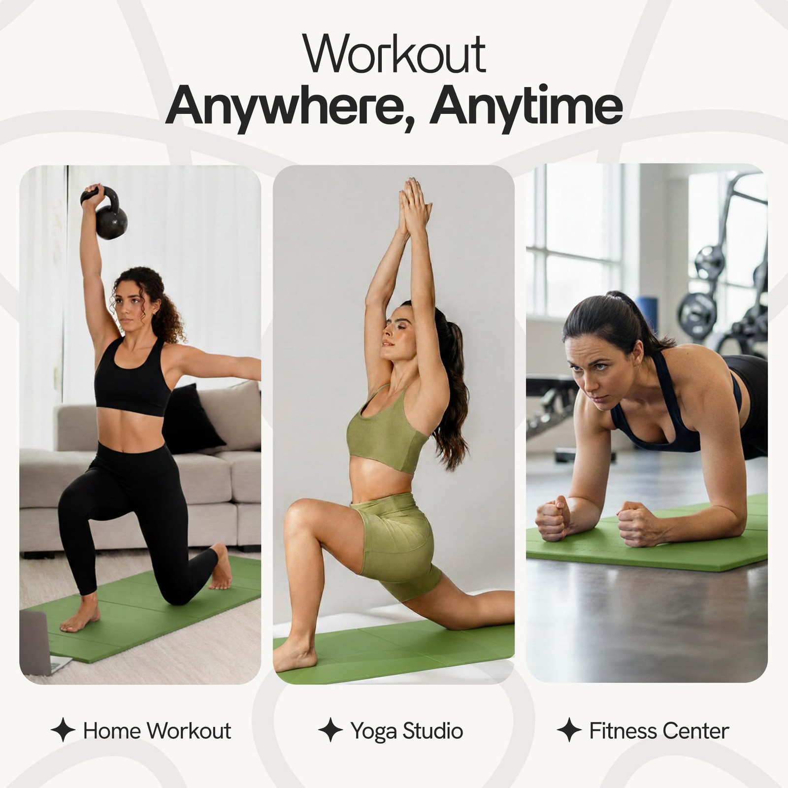 Folding Yoga Mat, TPE Folding Yoga Mat, Foldable Exercise Mat for Yoga, Pilat…