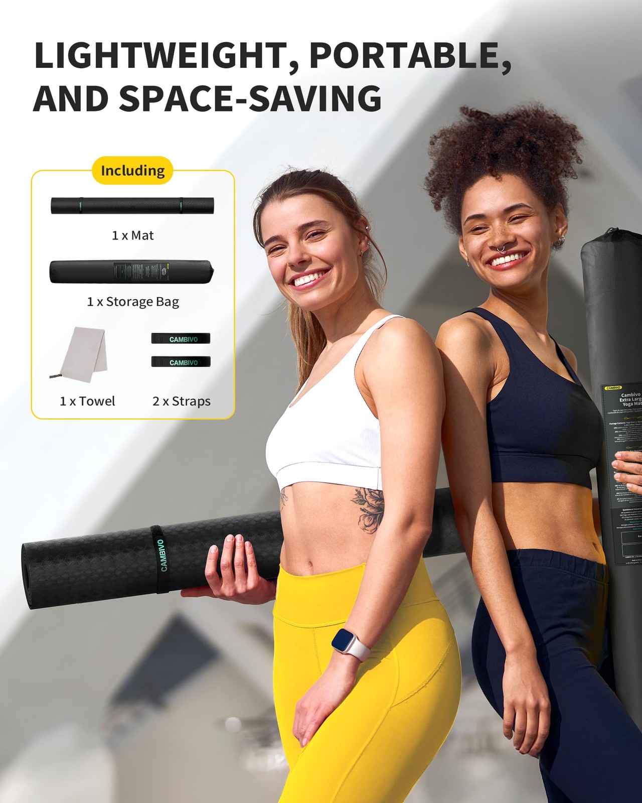 CAMBIVO Large Yoga Mat (6’x 4′), Extra Wide Workout Mat for Men and Women, 1/…