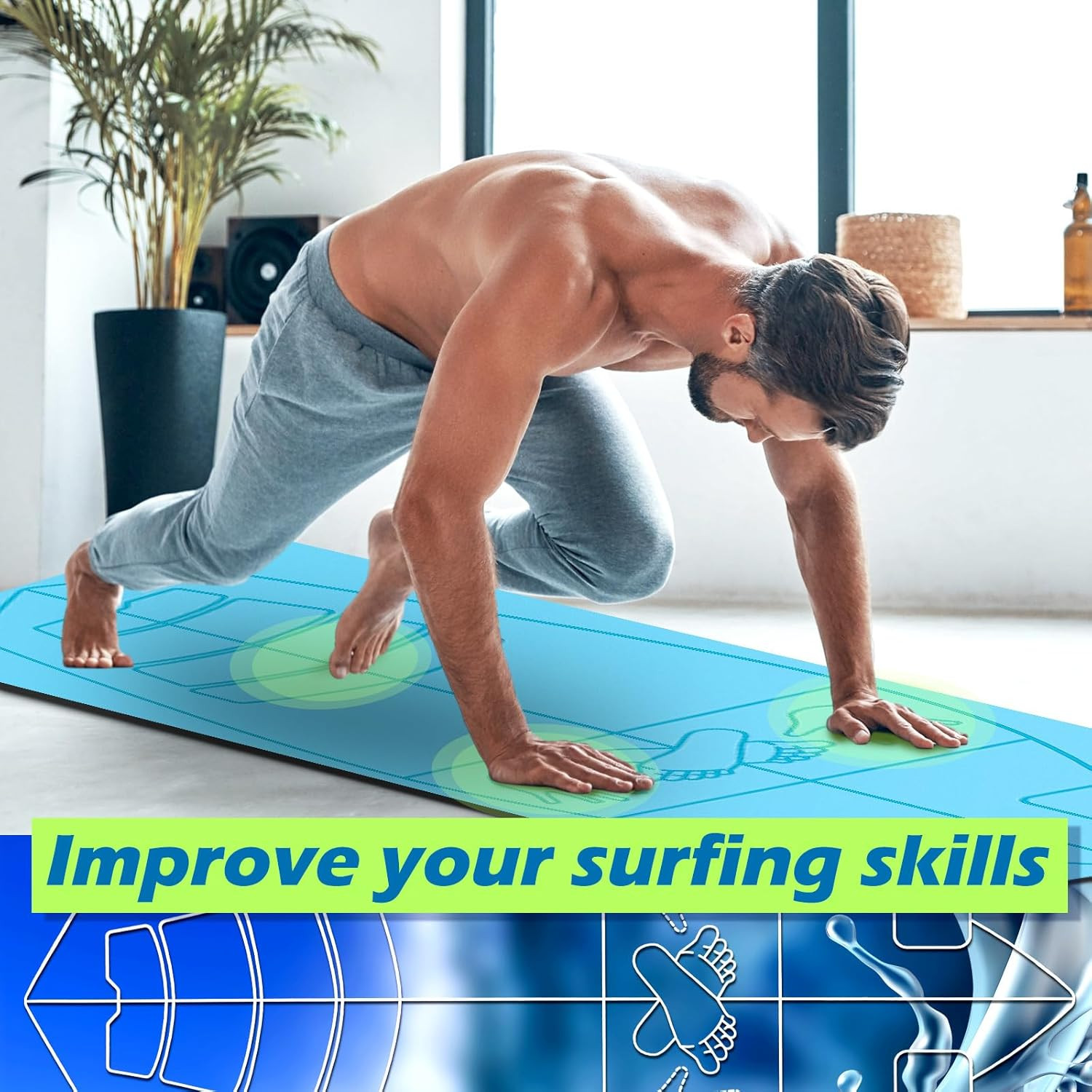 Extra Large Surf Mat for Balance Training & Yoga – Non-Slip, Foldable, with Bag
