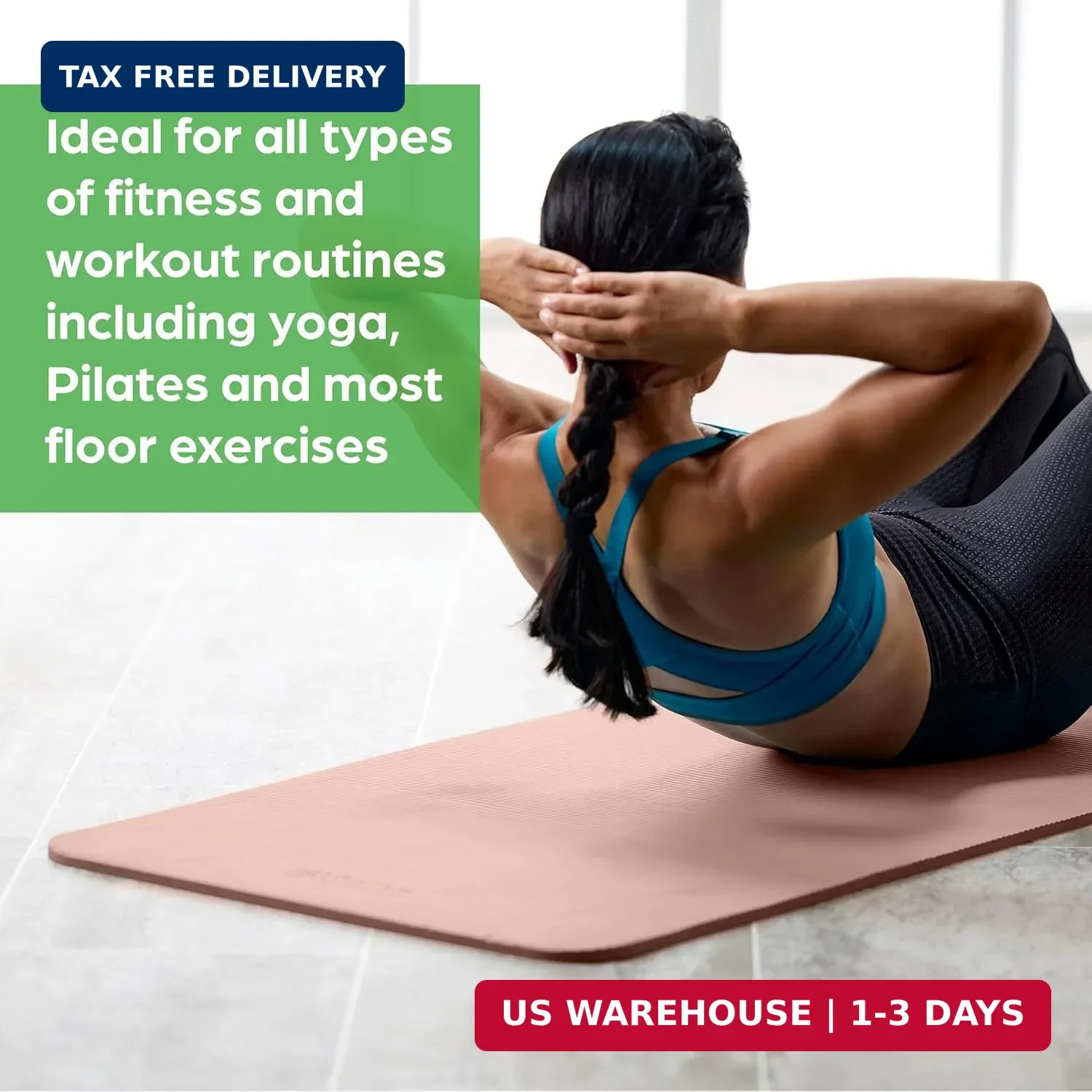 Gaiam Yoga Mat, Pilates & Exercise Mat, Thick Mat 2/5″ (10mm) Workout Mat with E