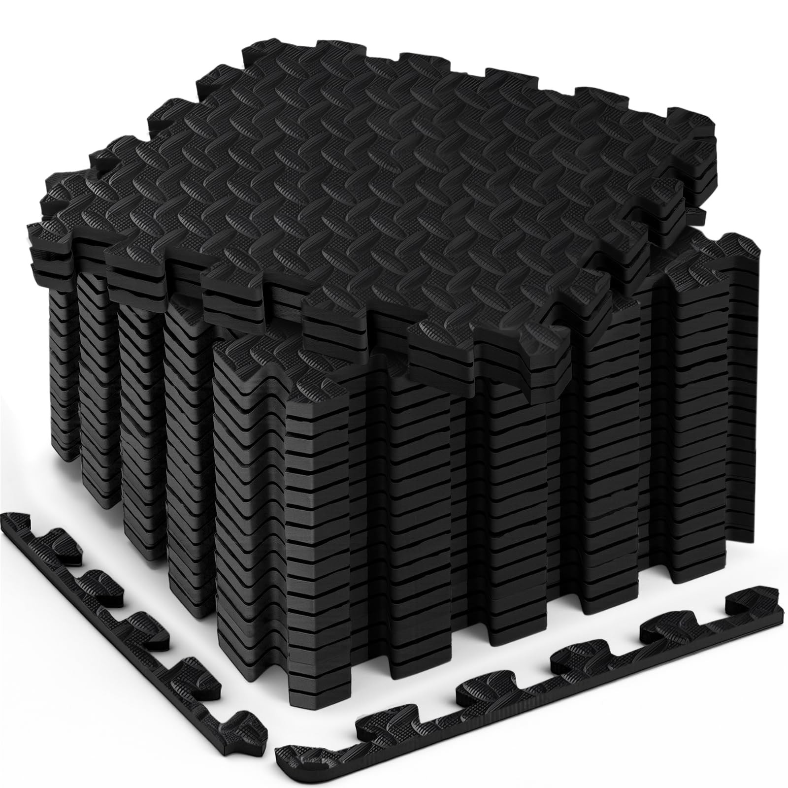 Haulcove 18 Tiles Puzzle Exercise Mat, EVA 12.6″ X X 0.4″, Black