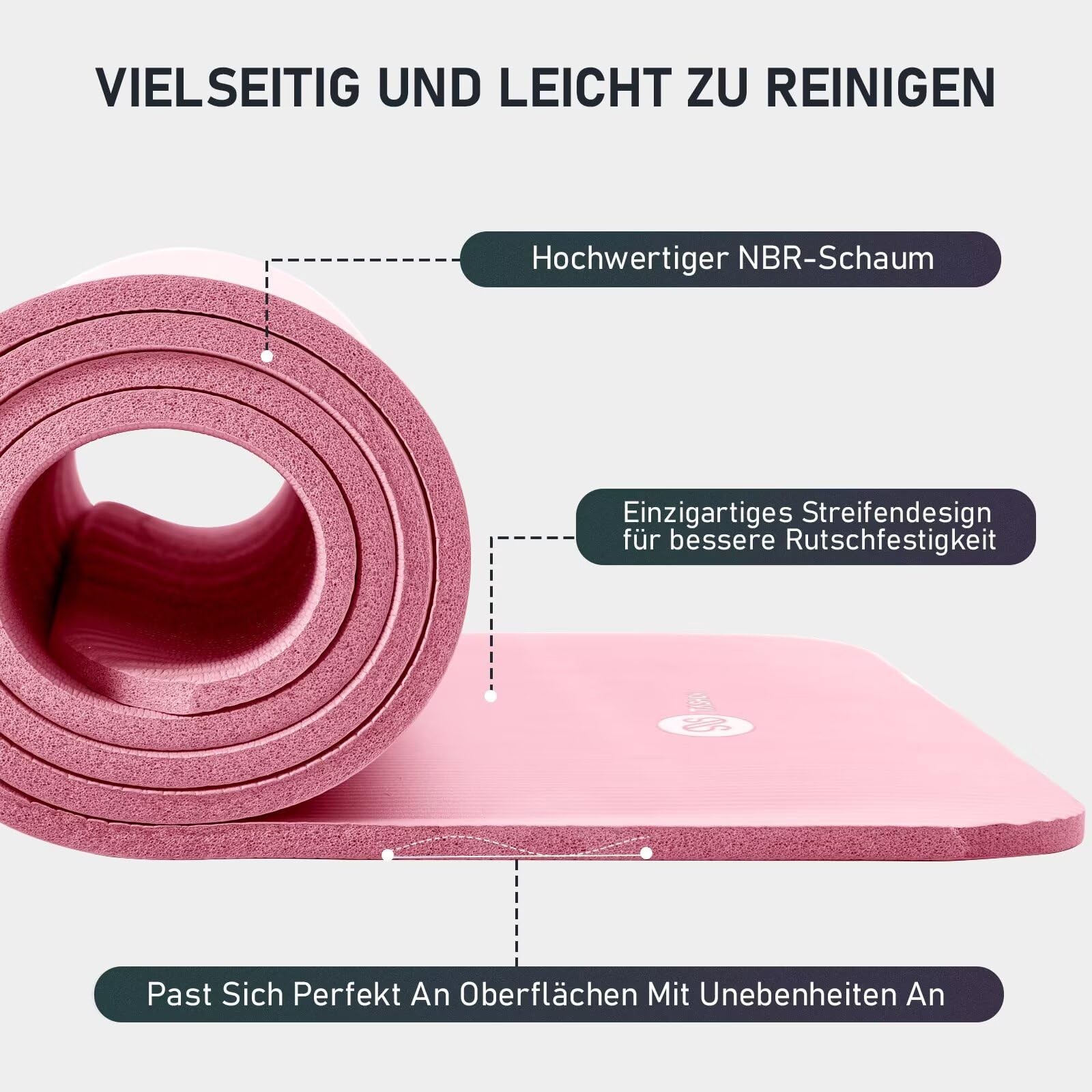 Yoga Mat Non Slip, NBR Gymnastics Mat with Carry Strap, Sports Mat Fitness Mat…
