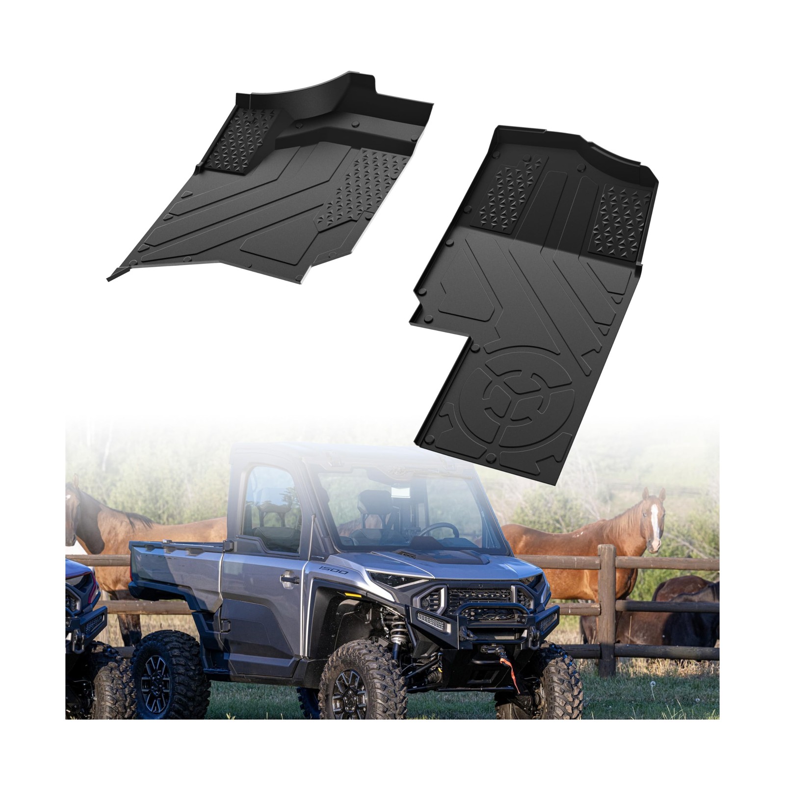 TPE Floor Mats for Polaris Ranger XD 1500, Front Rubber Floor Mat All Weather…