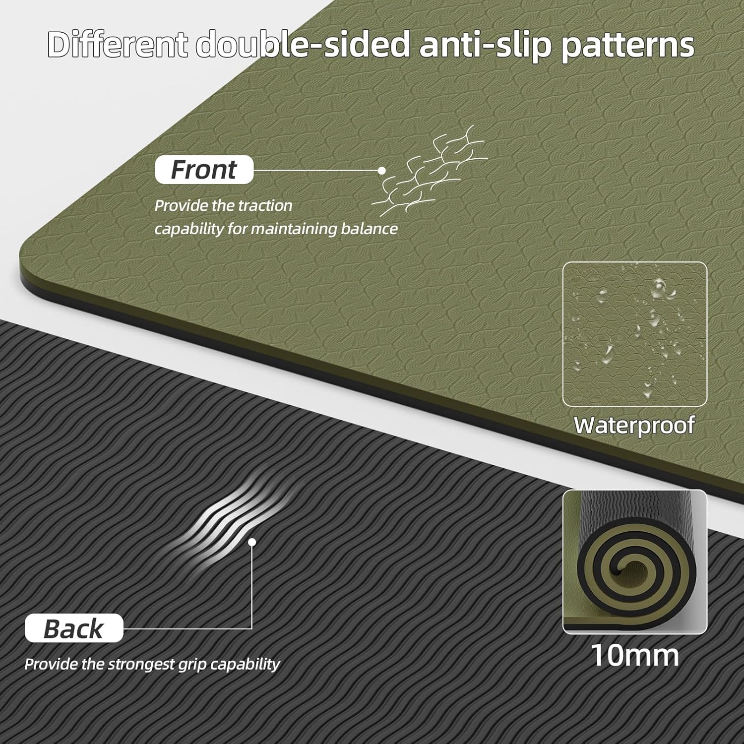 Wide Yoga Mat Thick(10Mm) Exercise Mat Non Slip Anti-Tear,72″X35″ Extra Large Pi