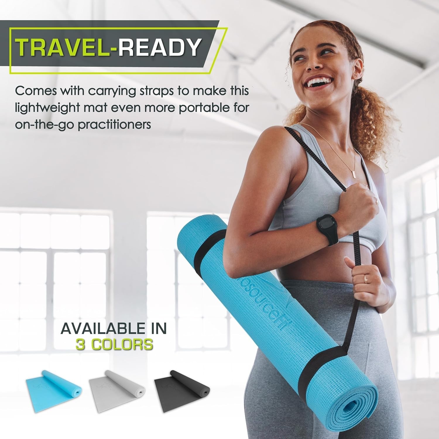 Classic Yoga Mat 1/8” (3mm) Thick, Extra Long 72-Inch Lightweight Fitness Mat