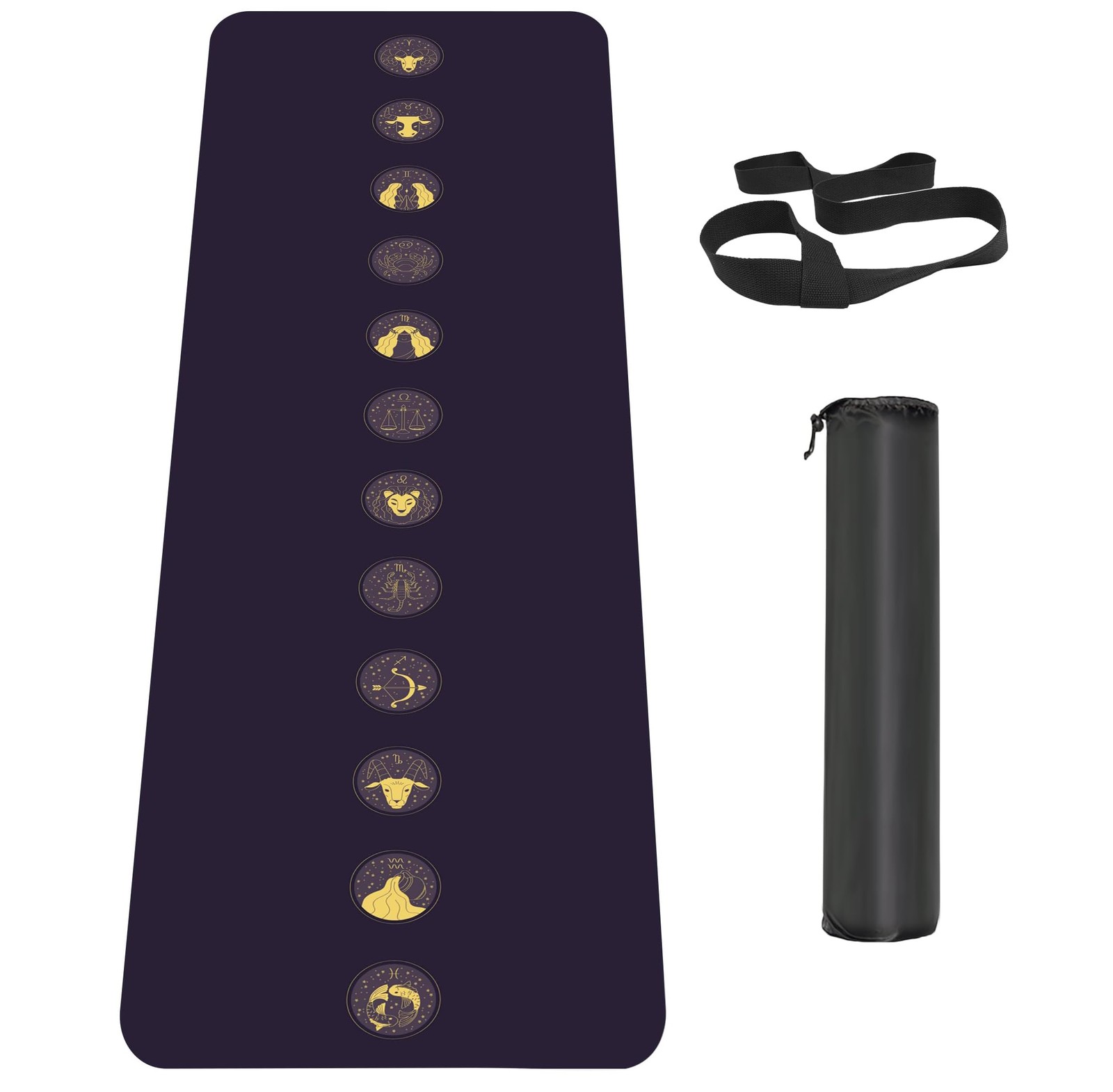 TPE Non Slip Thick Yoga Mat For Men Women 72″ x 24″ x 6mm Strap Floor Workout