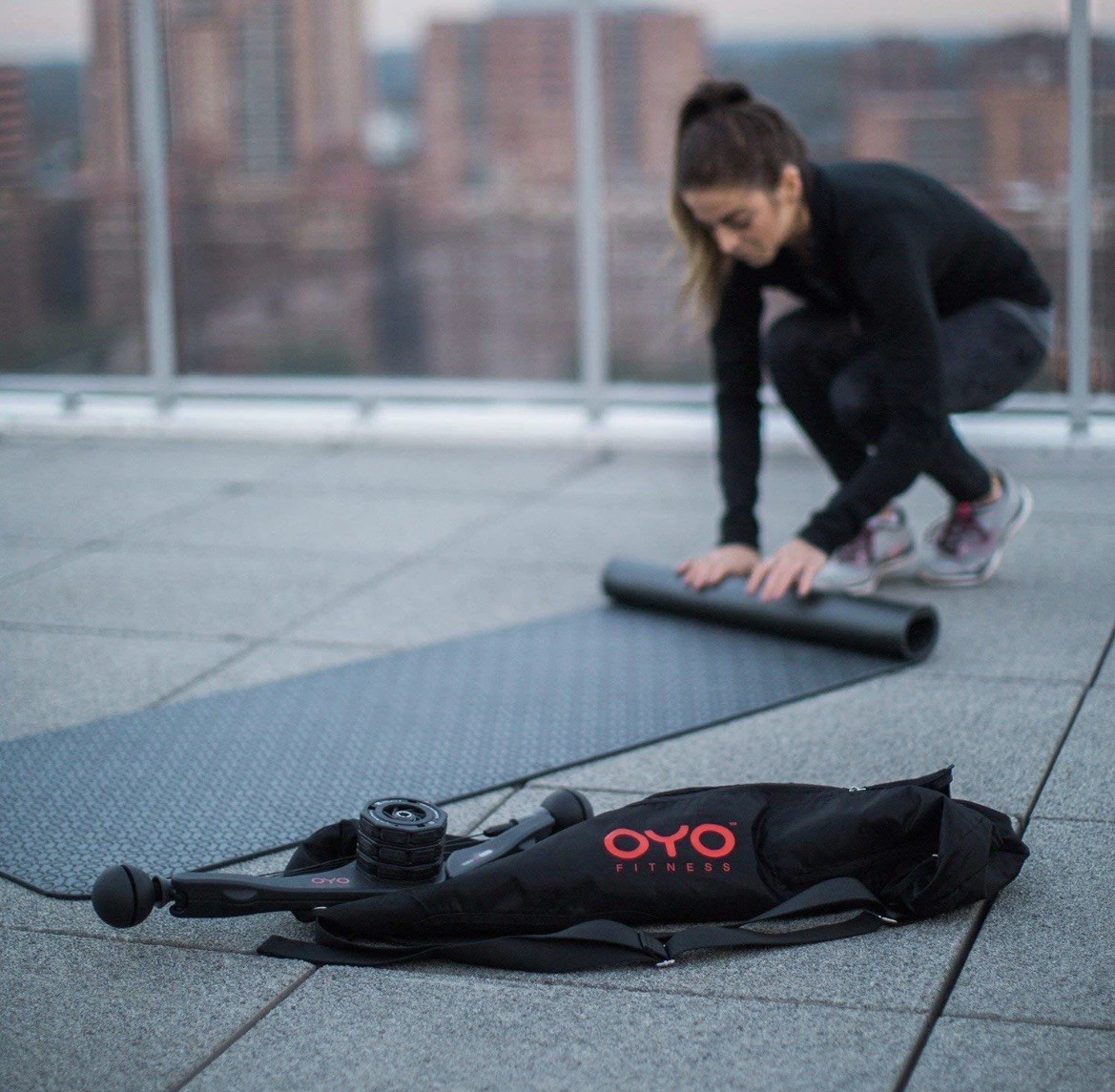 OYO Fitness Exercise / Yoga Mat Grey / Black Reversible 68″x24″ x 6mm NEW Sealed