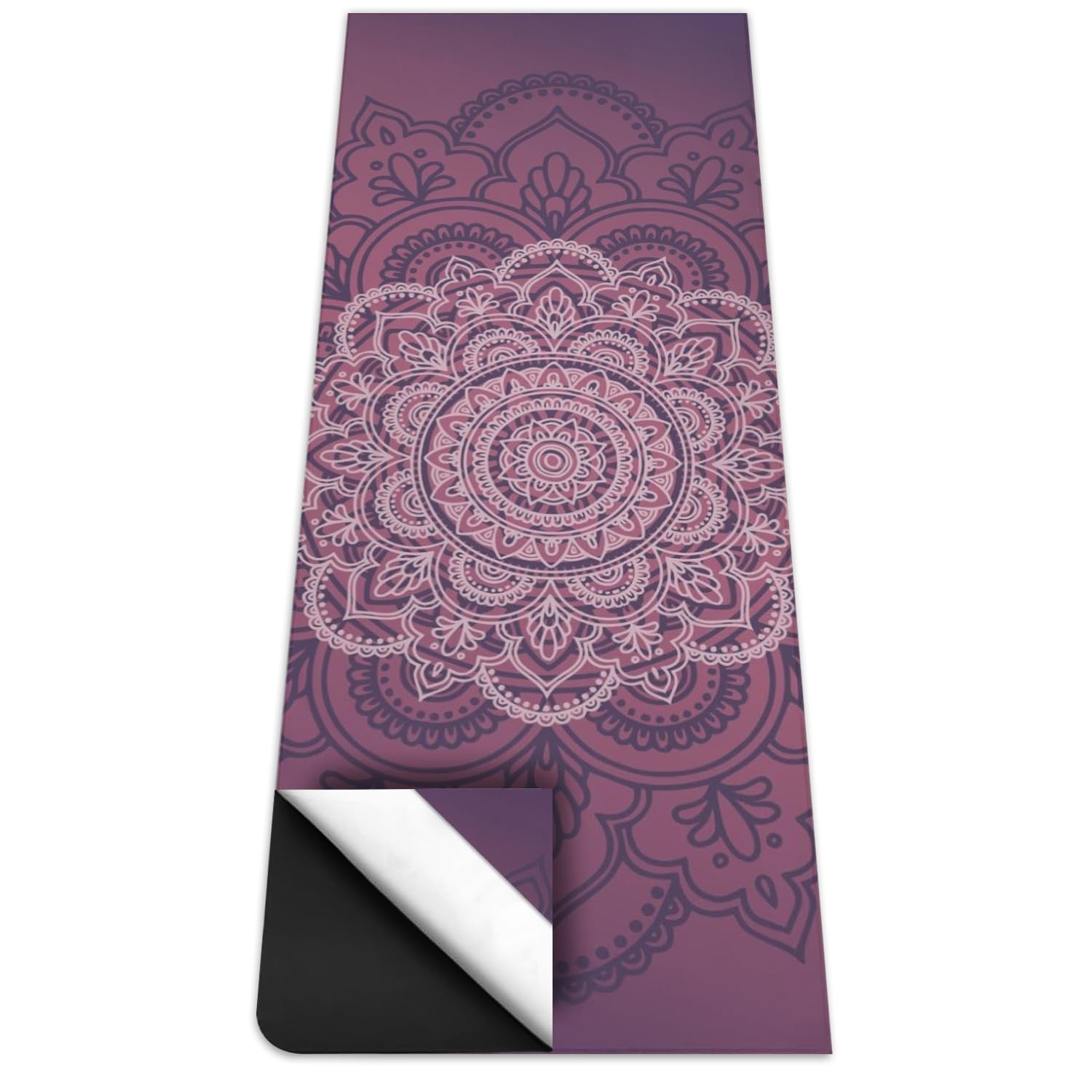 jkddrep Hot Yoga Mat Towel with Corner Pockets 70×26, Purple Flower-01