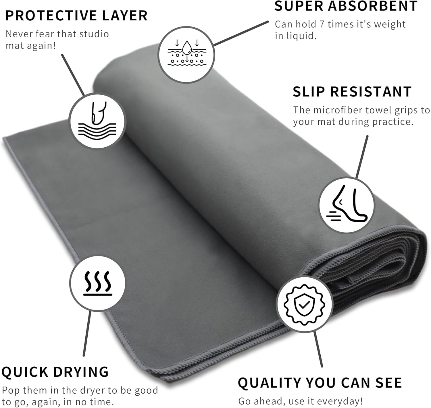 MIAOMIAO Non-Slip Hot Yoga Towel Set,Super Absorbent Microfiber in, 24.5″ x 72″
